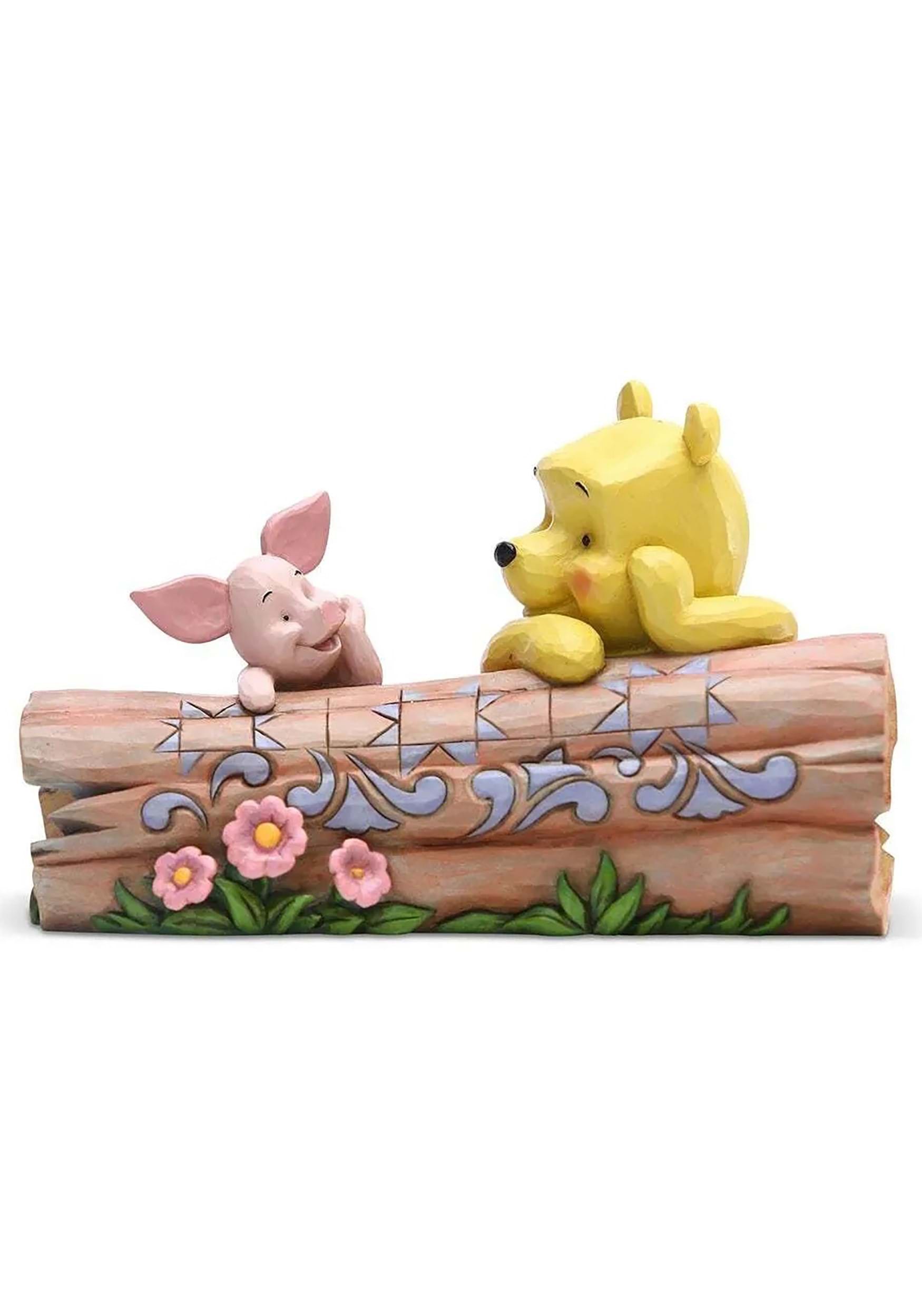 Jim Shore Winnie the Pooh & Piglet Log Conversation Statue