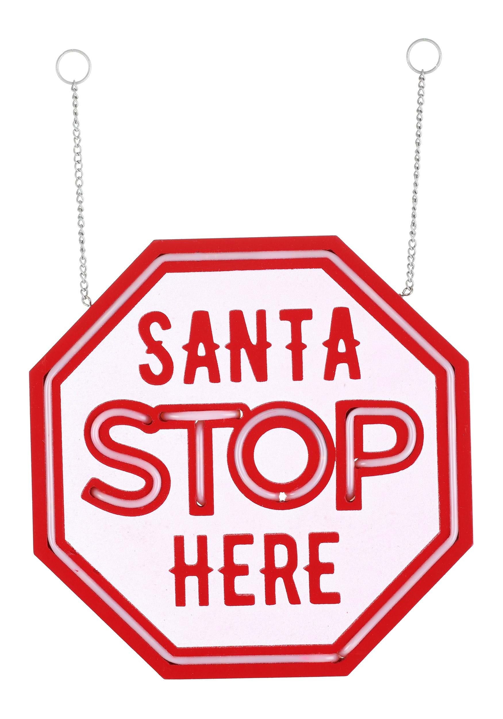 10 inch LED Santa Stop Here Sign | Christmas Decorations