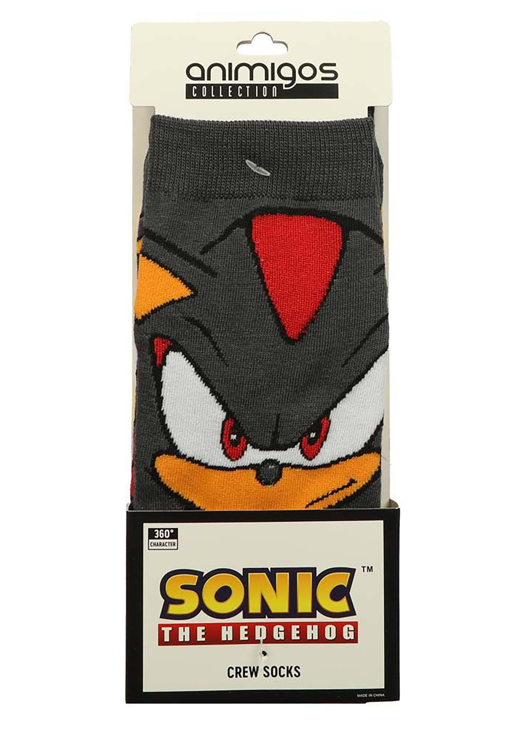 Sega Sonic The Hedgehog Shadow Character 360 Profile Crew Socks