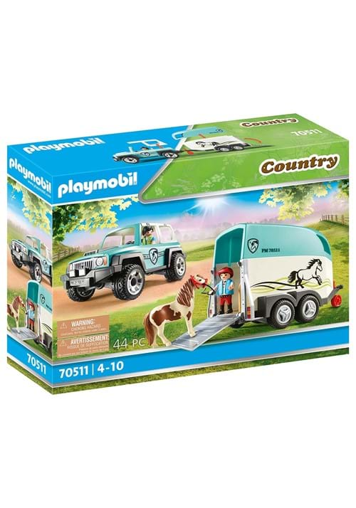 Playmobil Pony Farm Car w/ Pony Trailer