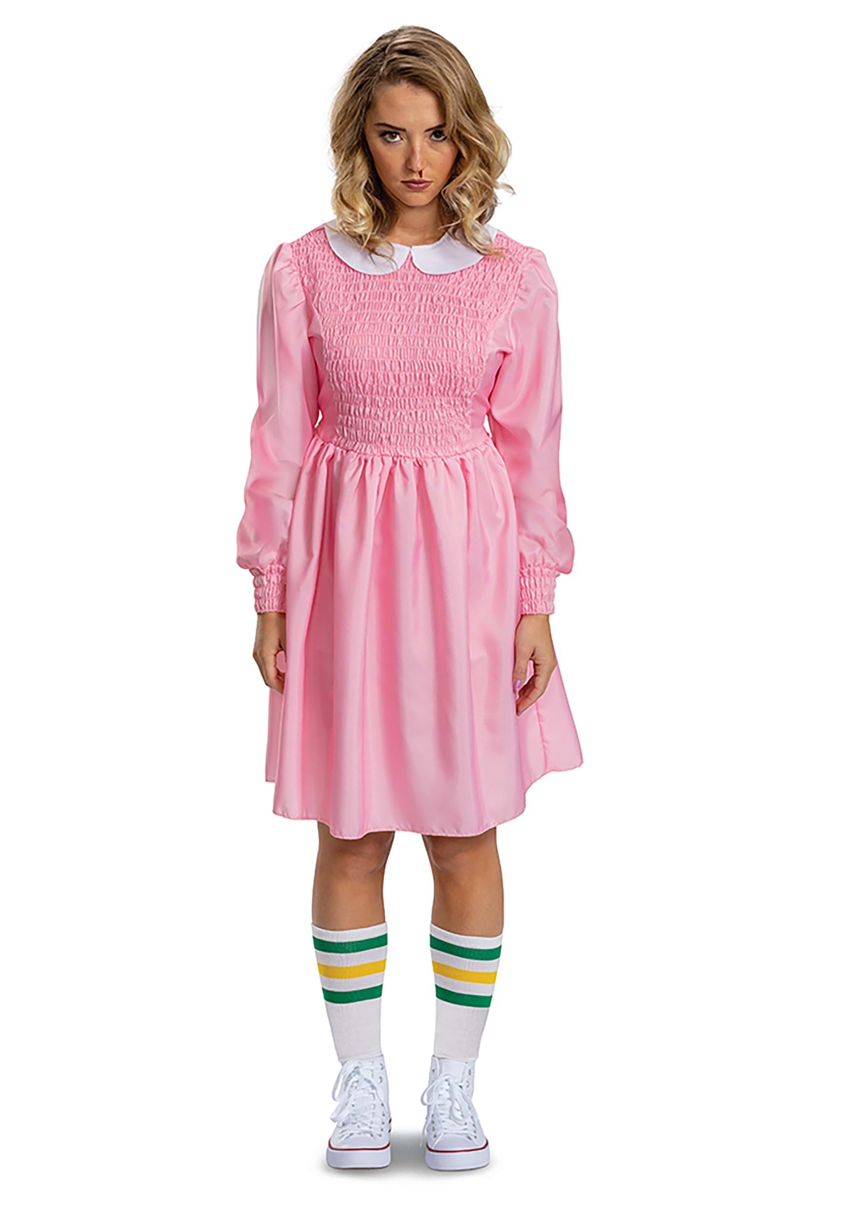 Photos - Fancy Dress Deluxe Disguise Eleven Women's Stranger Things Adult  Pink Dress Green/ 
