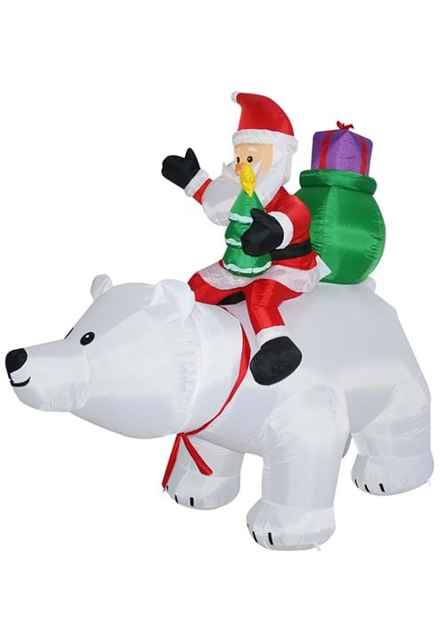 6FT Polar Bear with Santa Inflatable Animated Decoration