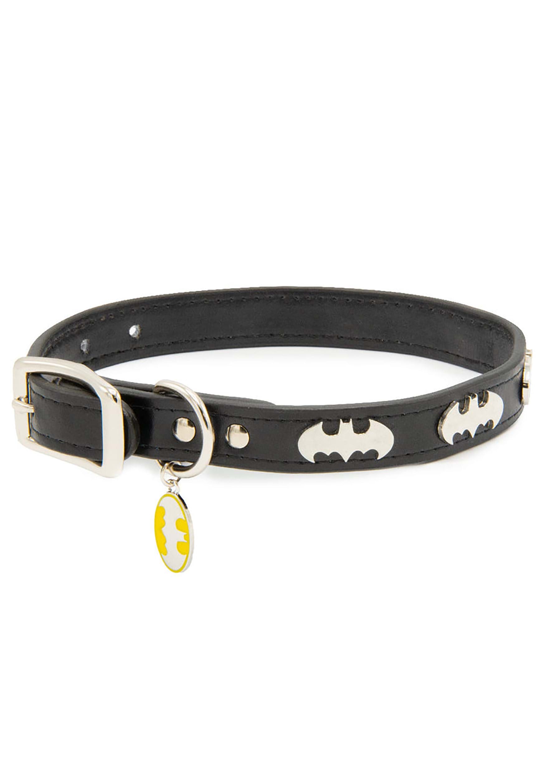 Black Batman with Bat Signal Embellishments Vegan Dog Collar