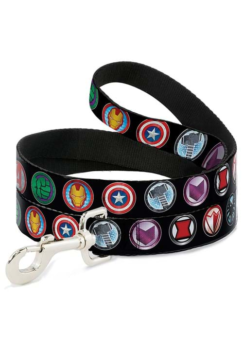 9-AVENGER ICONS BLACK/MULTI COLOR DOG LEASH