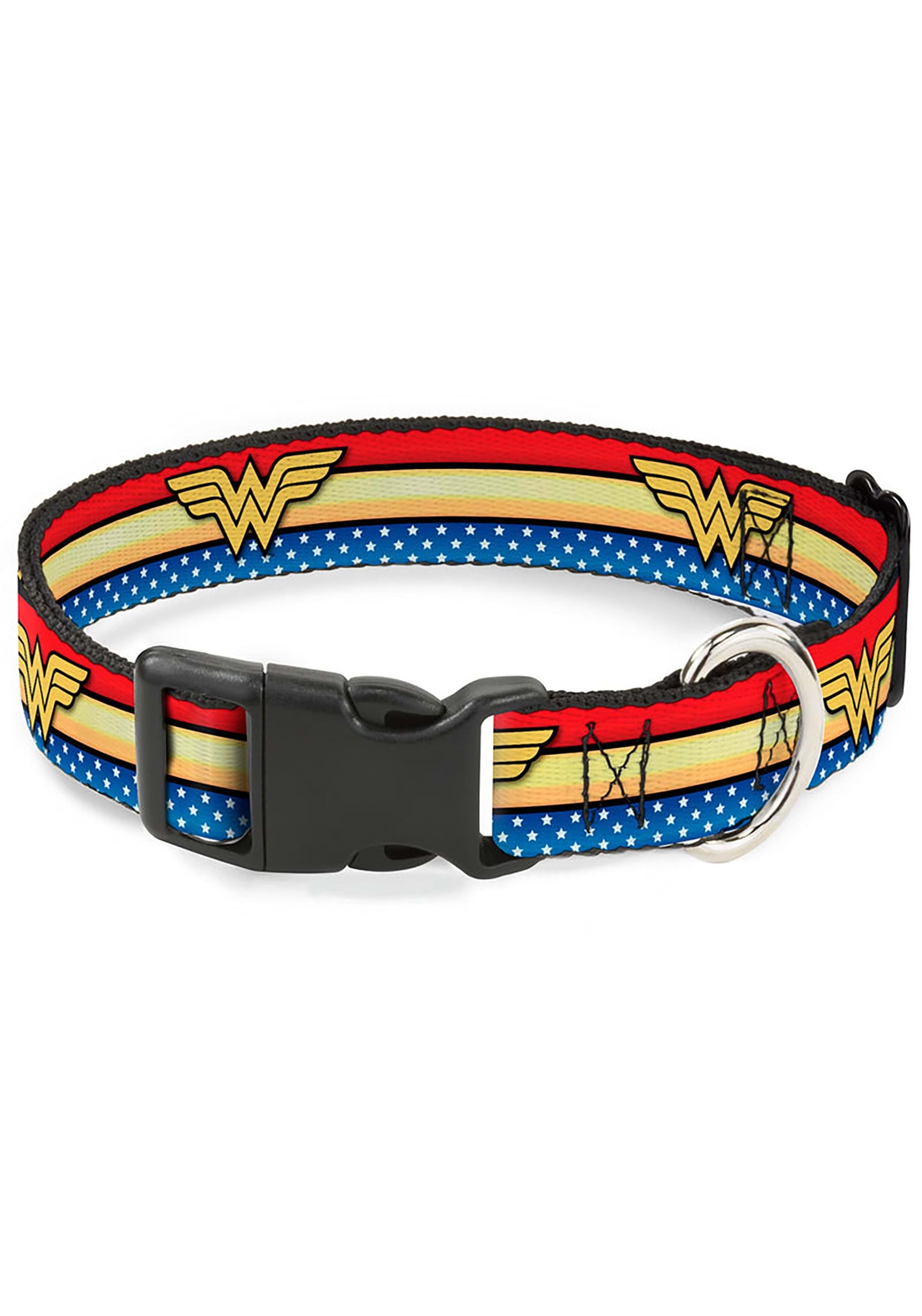 Wonder Woman Logo Stripes/Stars Dog Plastic Clip Collar
