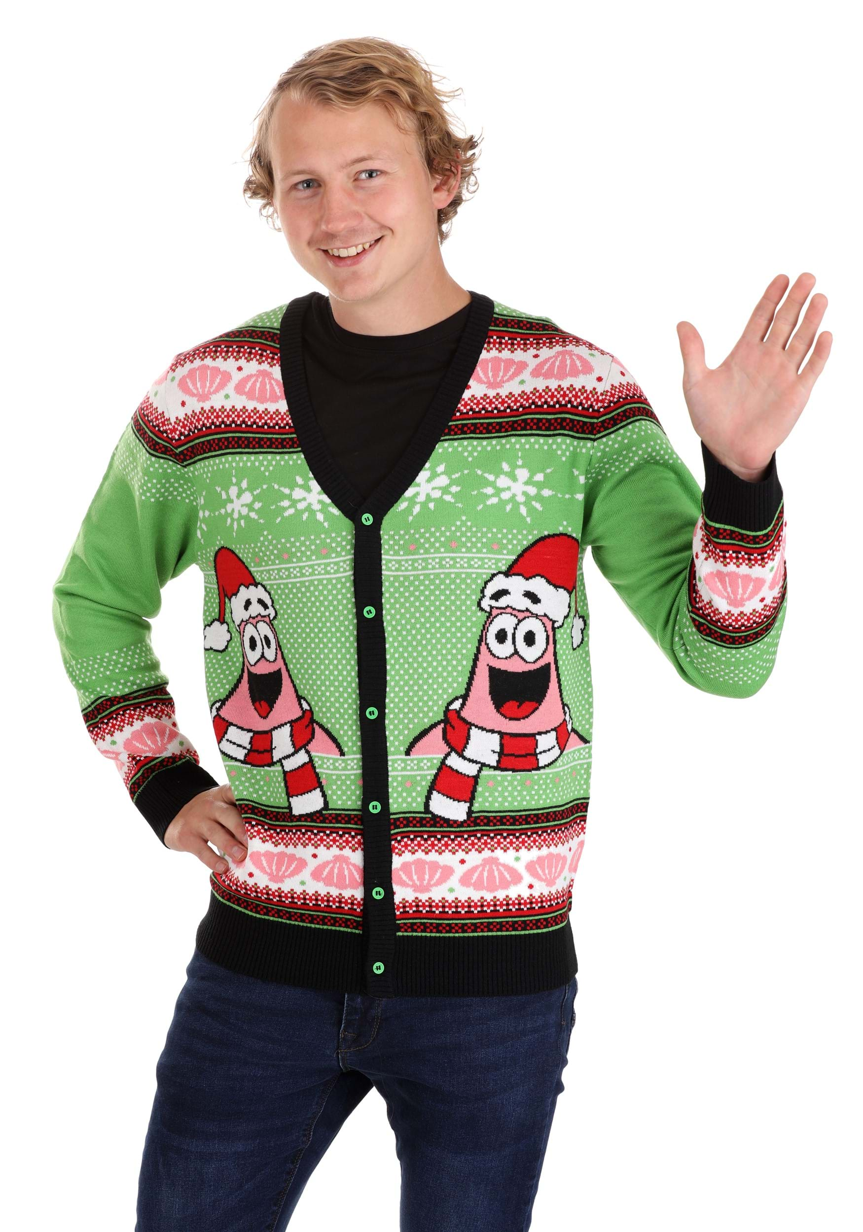 Adult Spongebob Patrick Ugly Christmas Cardigan , Spongebob Apparel