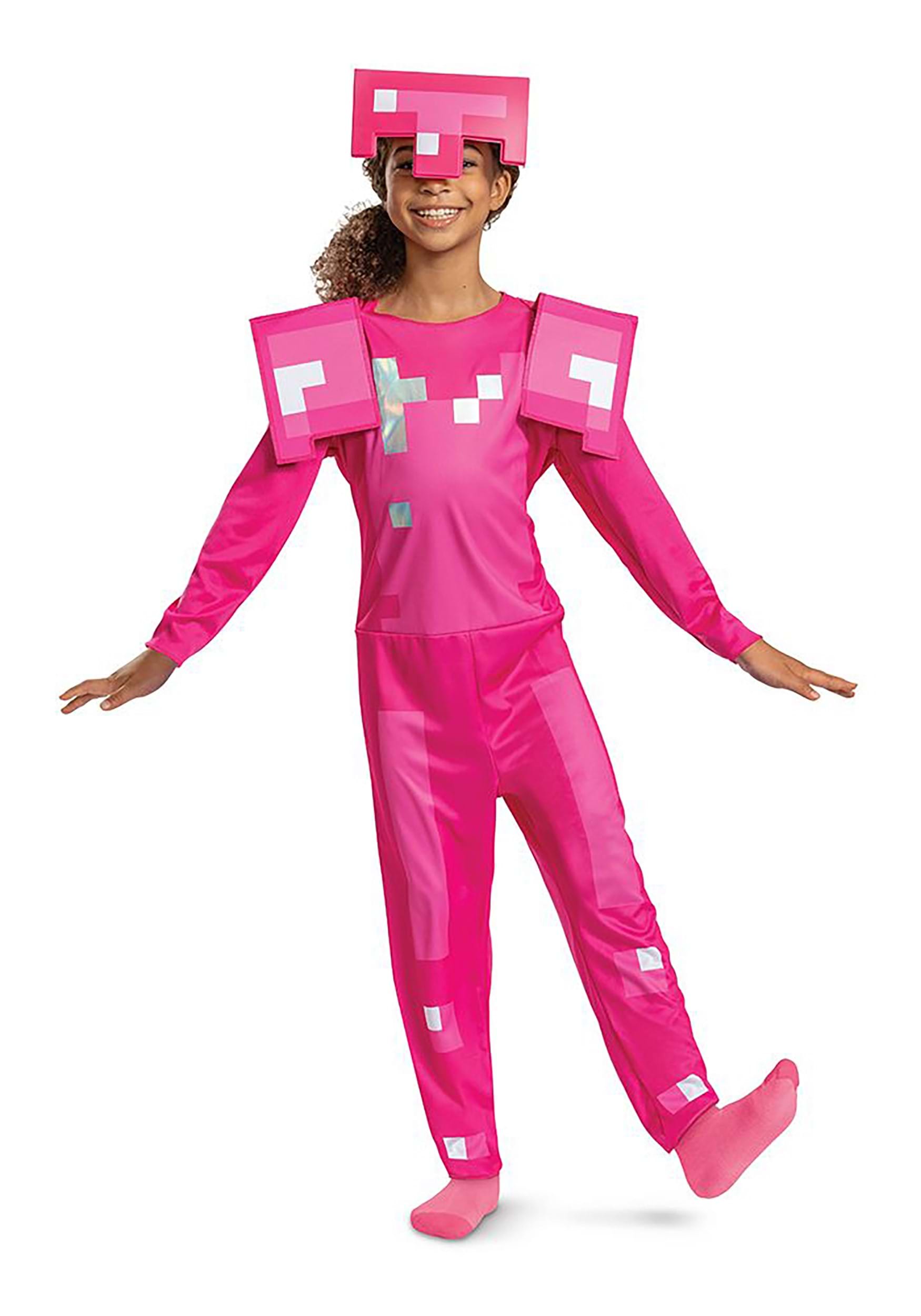 Photos - Fancy Dress Classic Disguise Minecraft Girl's  Pink Armor Costume | Video Game Costumes 