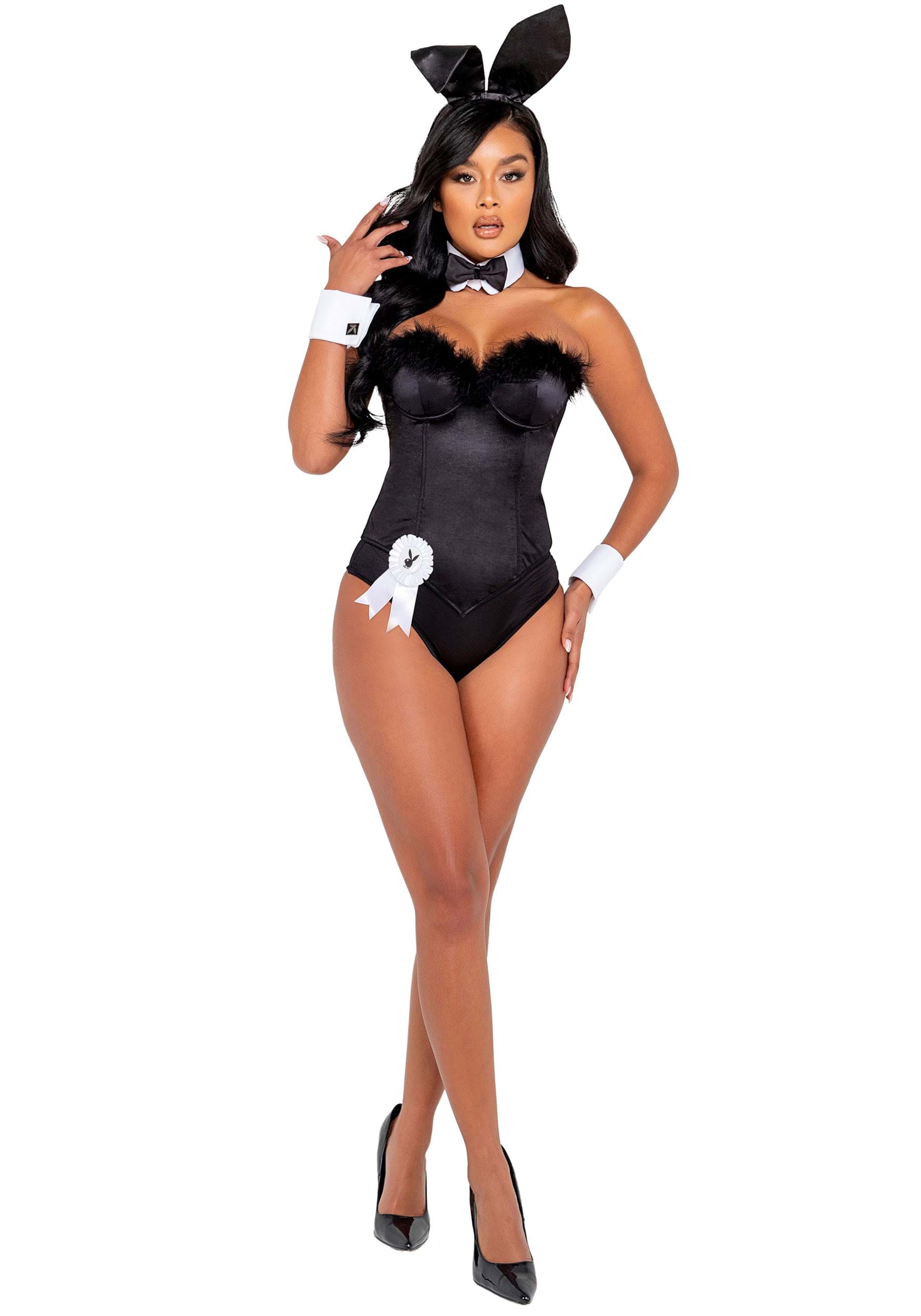 Playboy Womens Black Boudoir Bunny Costume
