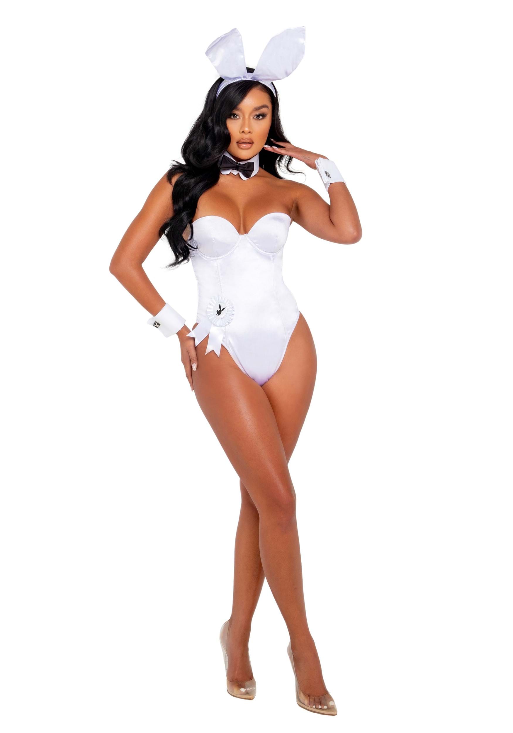 Photos - Fancy Dress Roma Playboy White Bunny Costume for women | Playboy Costumes White ROPB12 