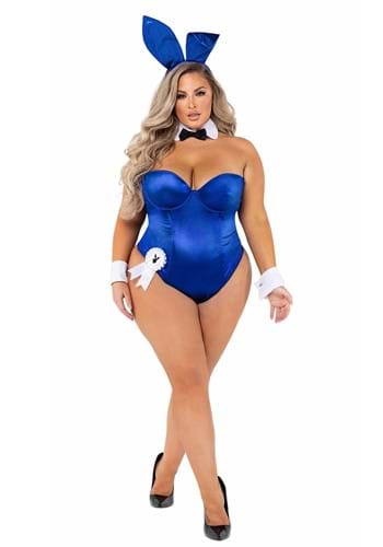 Playboy Plus Size Womens Royal Blue Bunny Costume