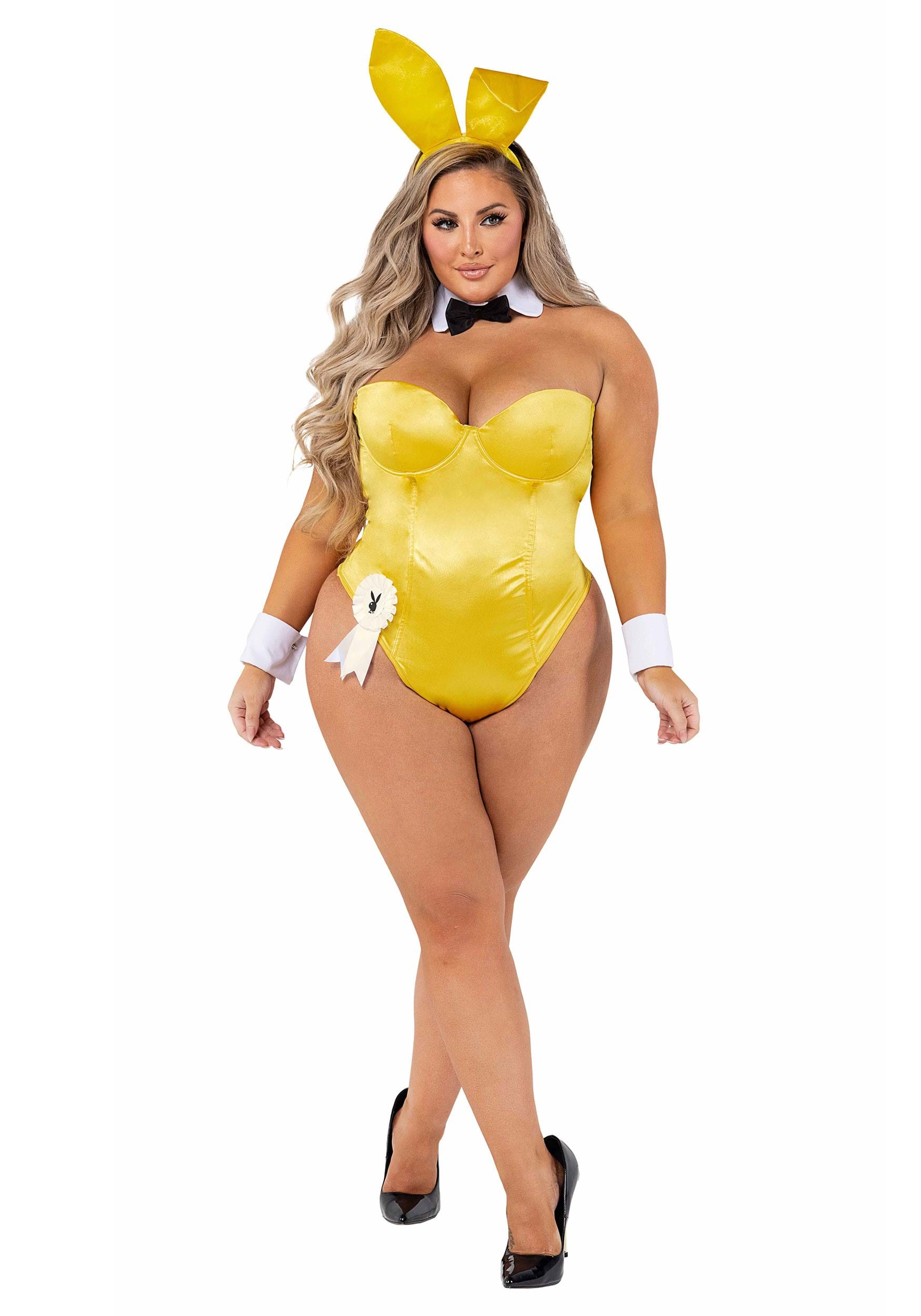 Photos - Fancy Dress Roma Women's Playboy Plus Size Yellow Bunny Costume Yellow/Black/W 