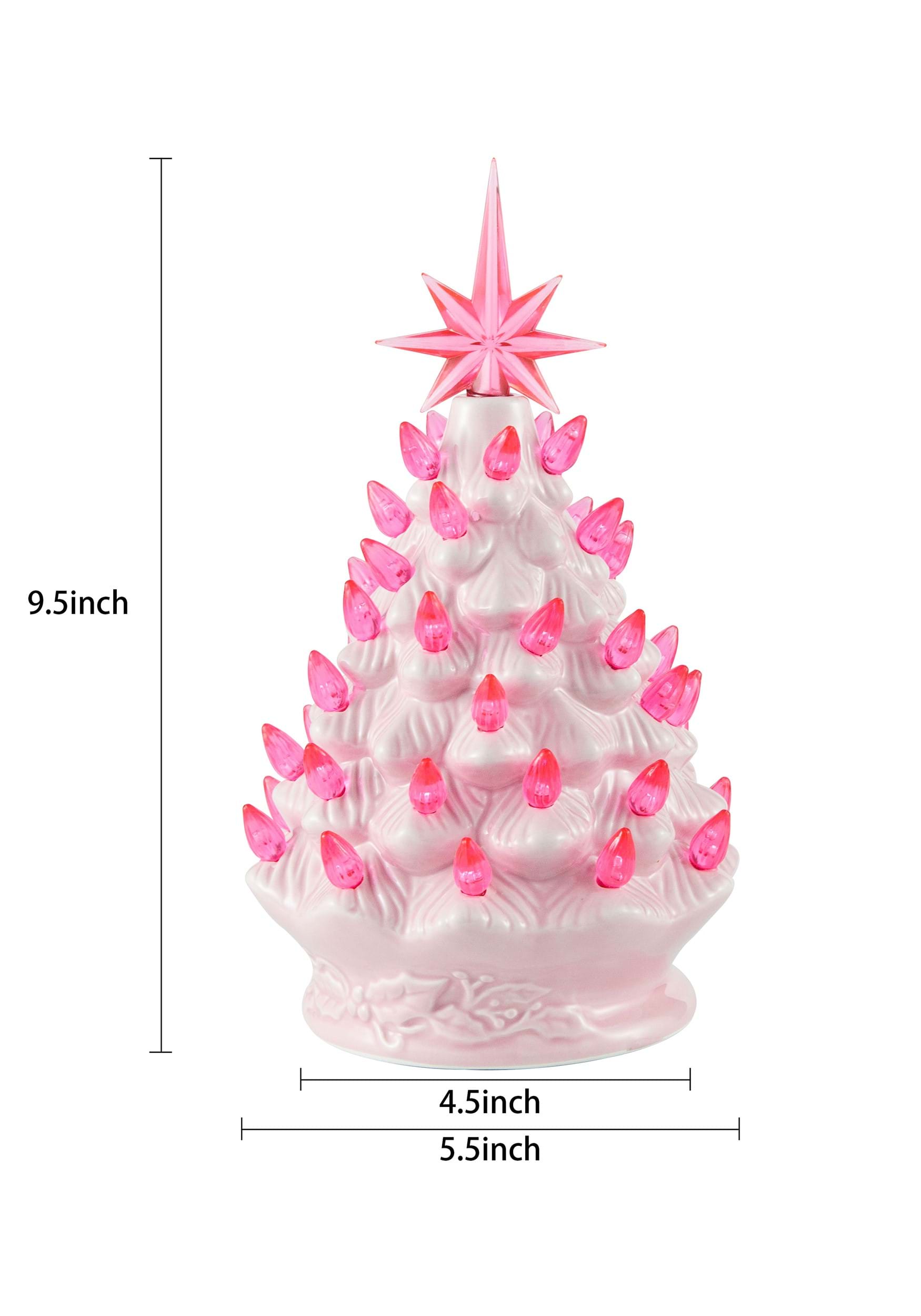10 Inch Pink Ceramic Christmas Tree Decoration Light Up Christmas Decor
