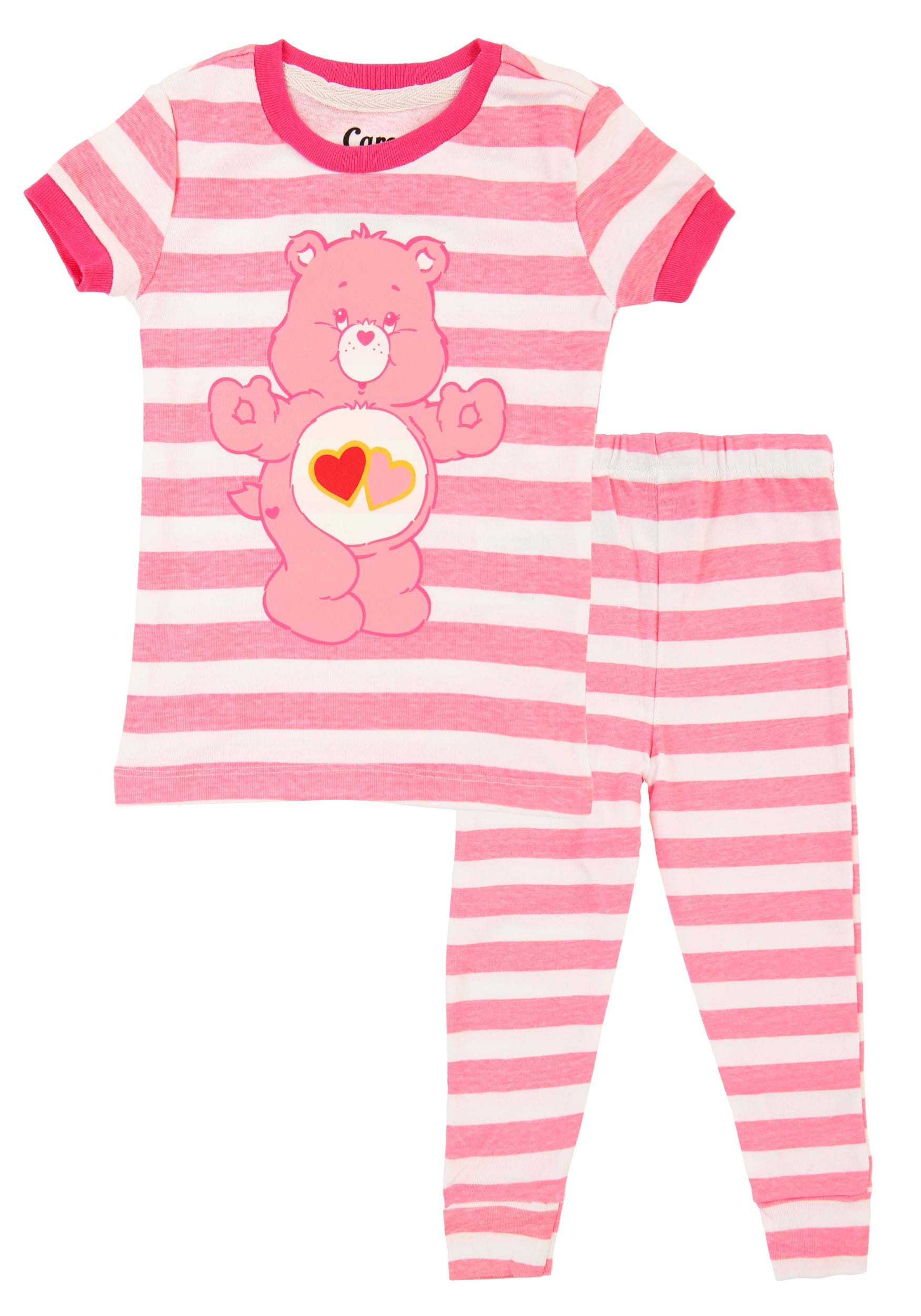 Love-a-Lot Bear Pink Stripe Girl's Pajama Toddler Set , Pajamas And Loungewear