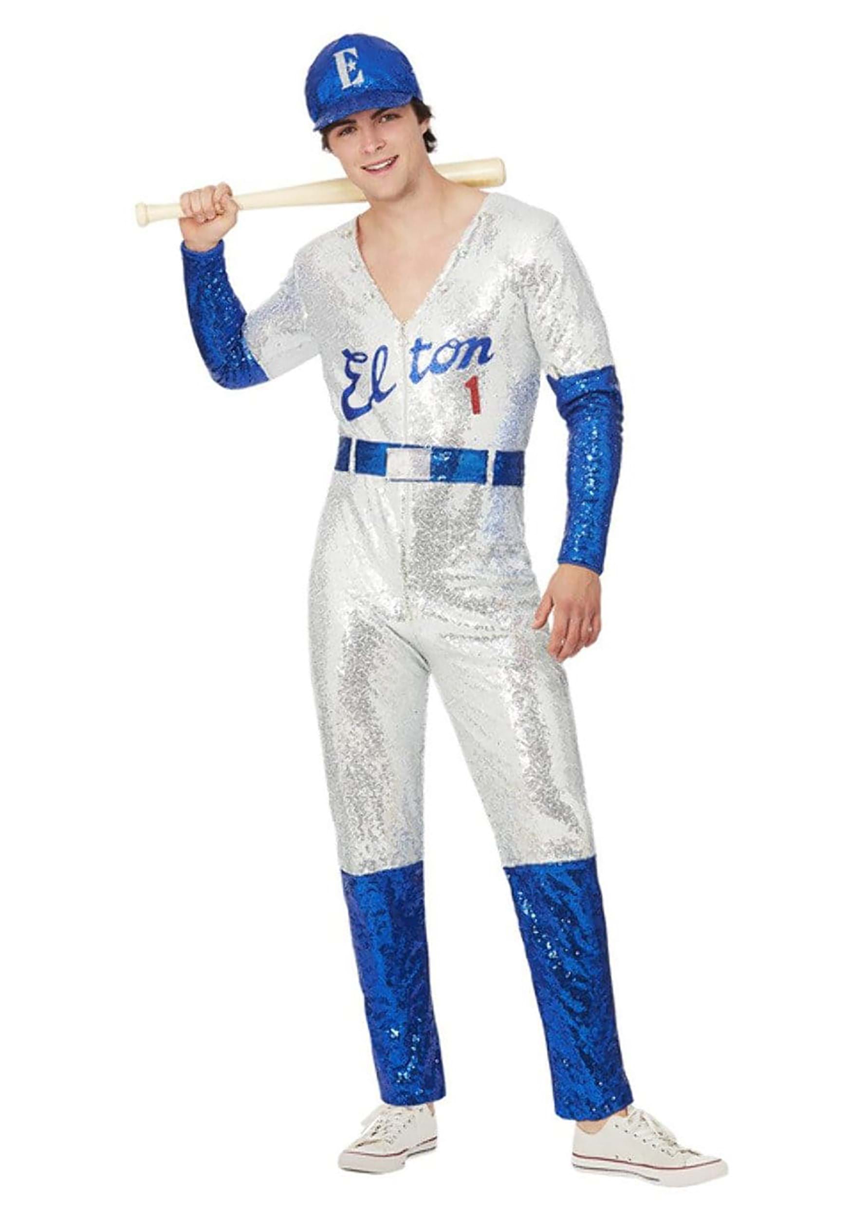 Photos - Fancy Dress John Smiffys Elton  Deluxe Sequin Baseball Men's Costume Blue/Gray SM51 