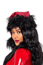 Faux Red Patent with Faux Black Fur Christmas Hat Alt 3