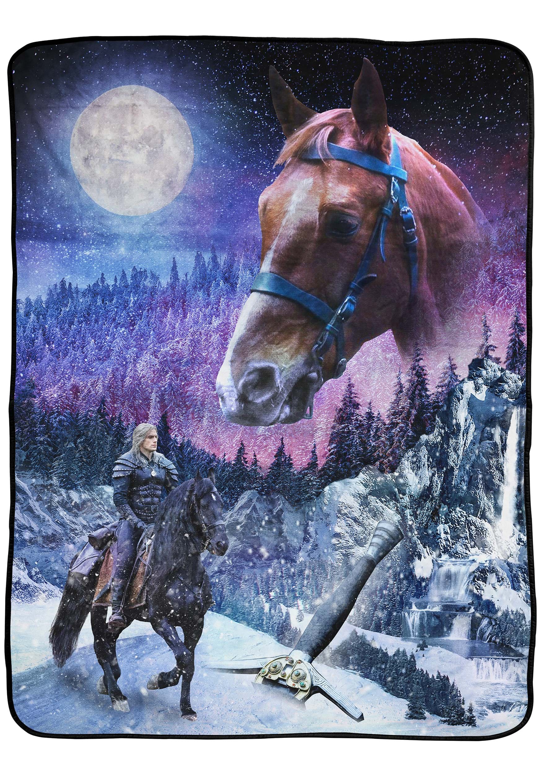 Geralt The Witcher On Horse Throw Blanket | Witcher Gifts