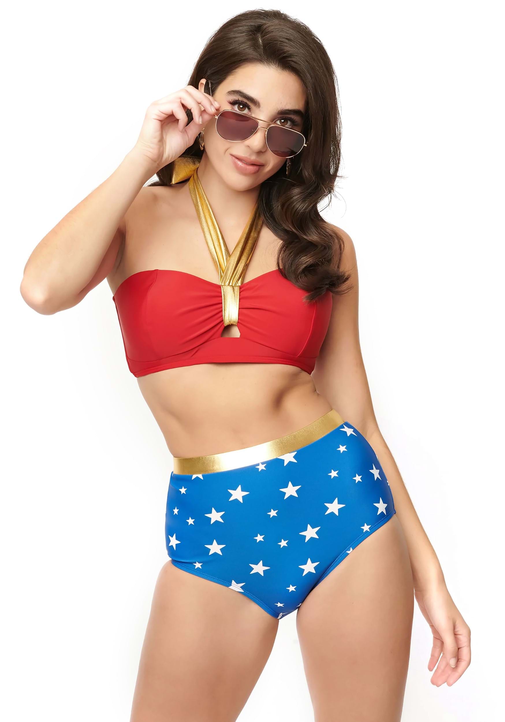 Wonder Woman Halter Red & Gold Bikini Top