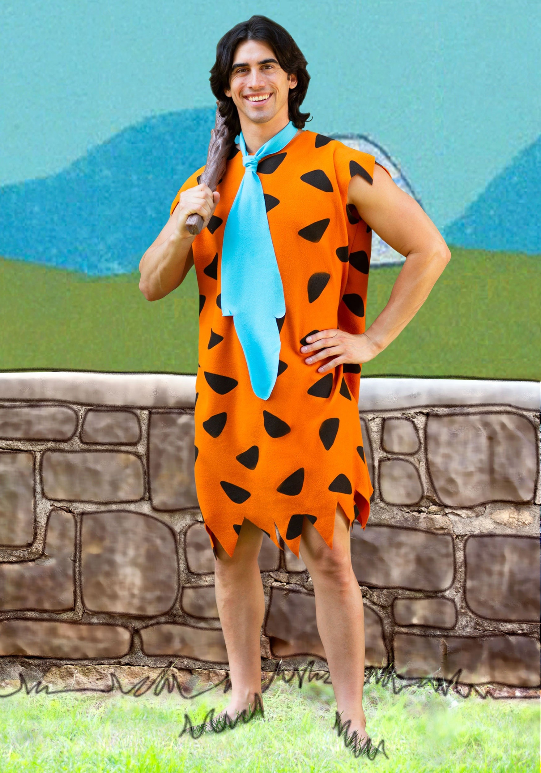Adult Licensed 70s TV Flintstones Fred Flintstone Mens Fancy Dress Costume SALE 