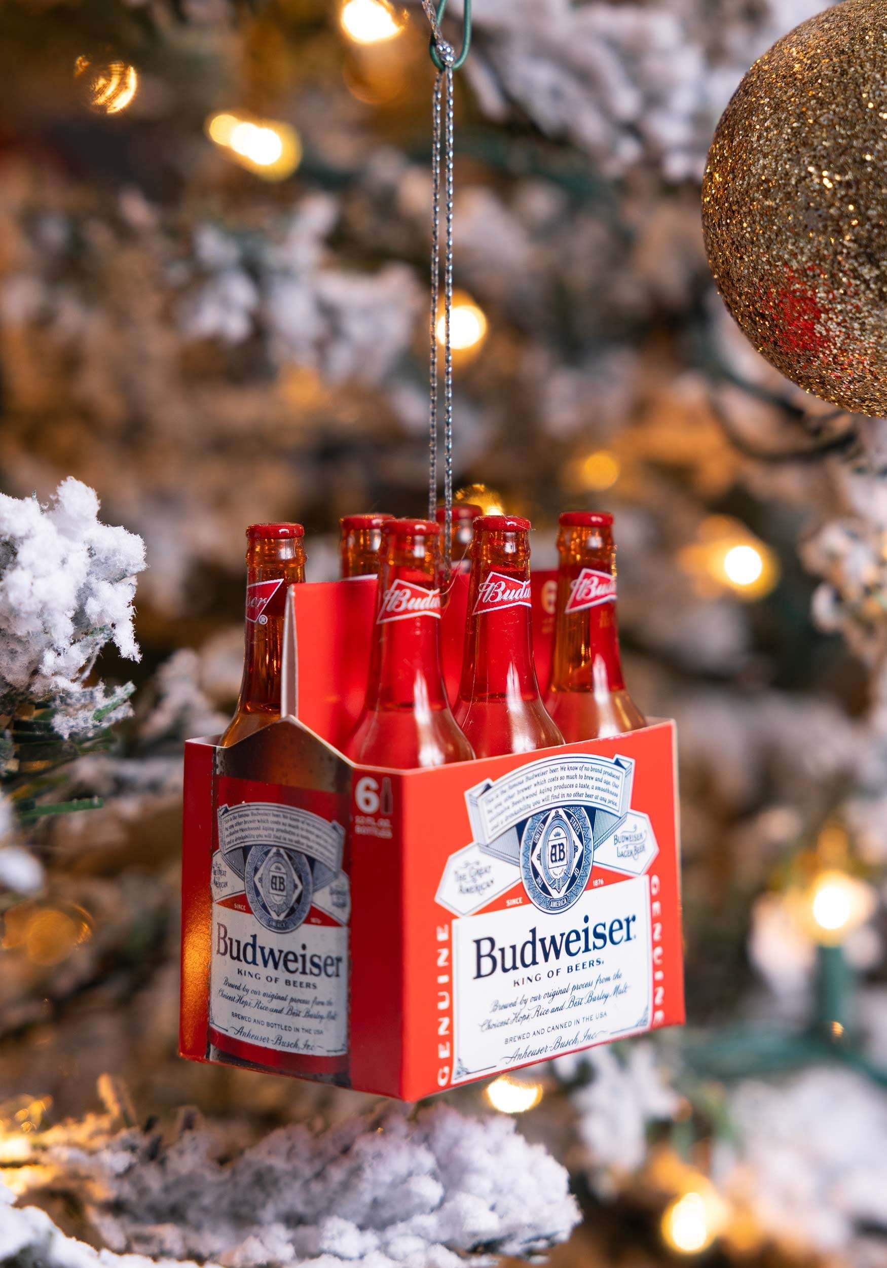 Budweiser Plastic Bottles 6-Pack Christmas Ornament