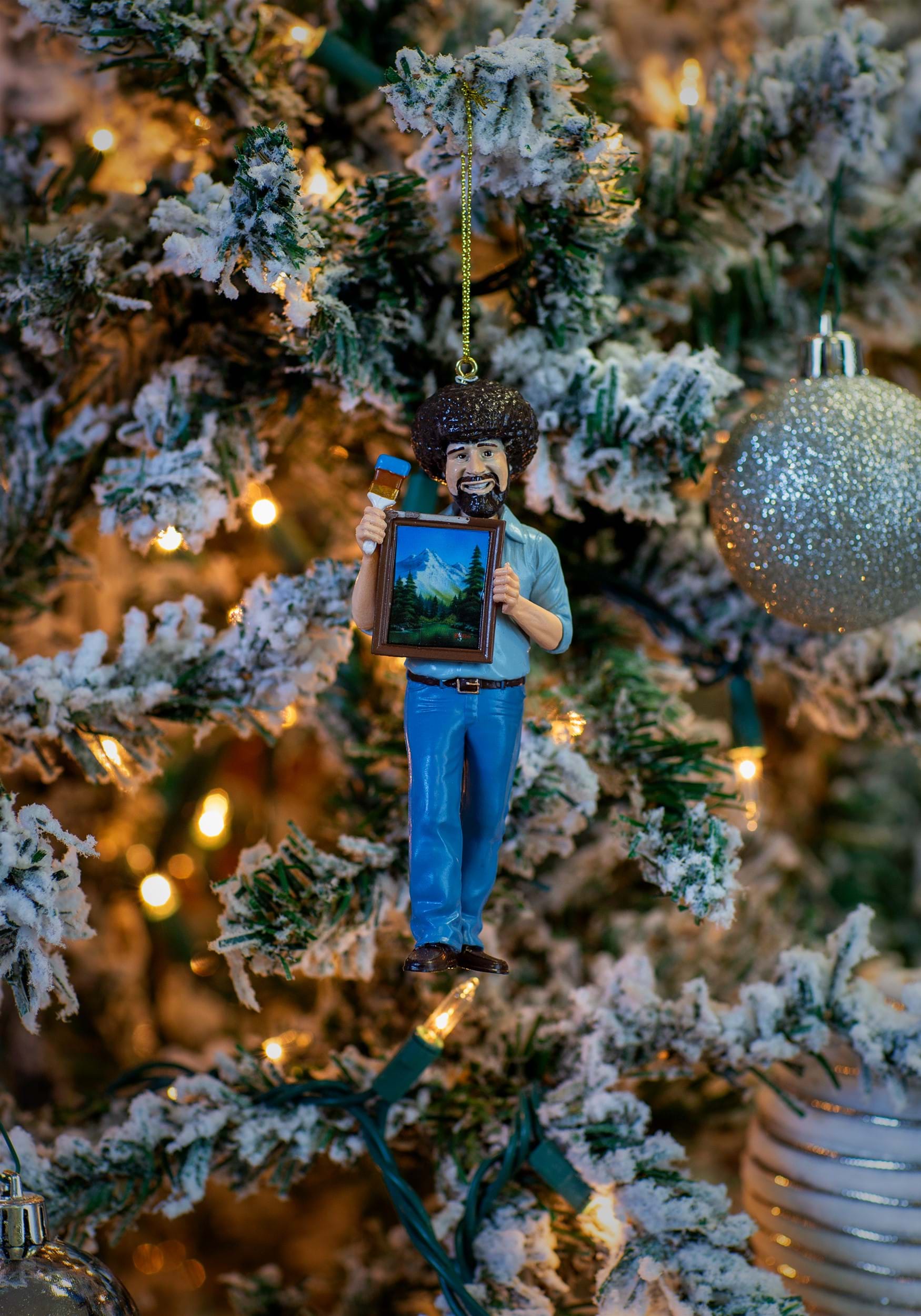 5-Inch Bob Ross with Frame Painting Tree Ornament | Christmas Ornaments
