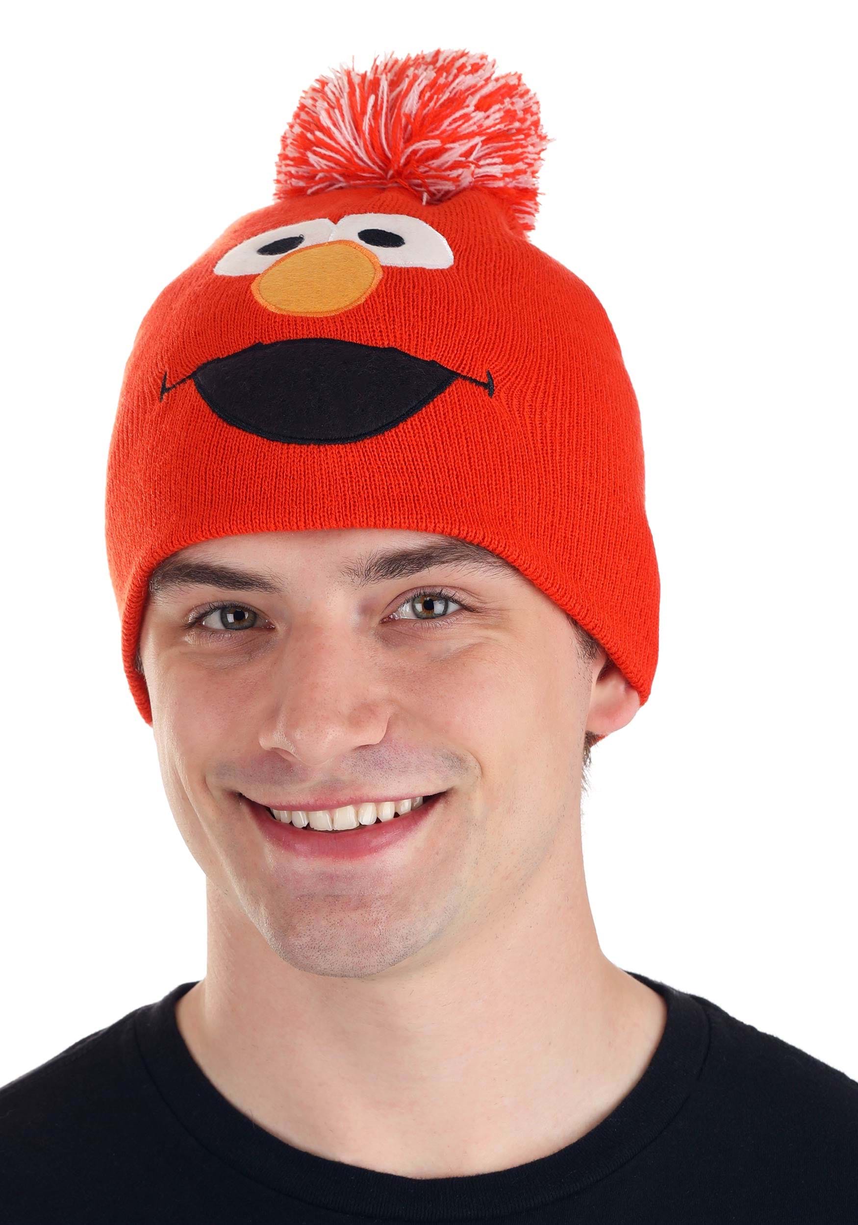 Adult Elmo Pom Pom Winter Hat | Sesame Street Accessories