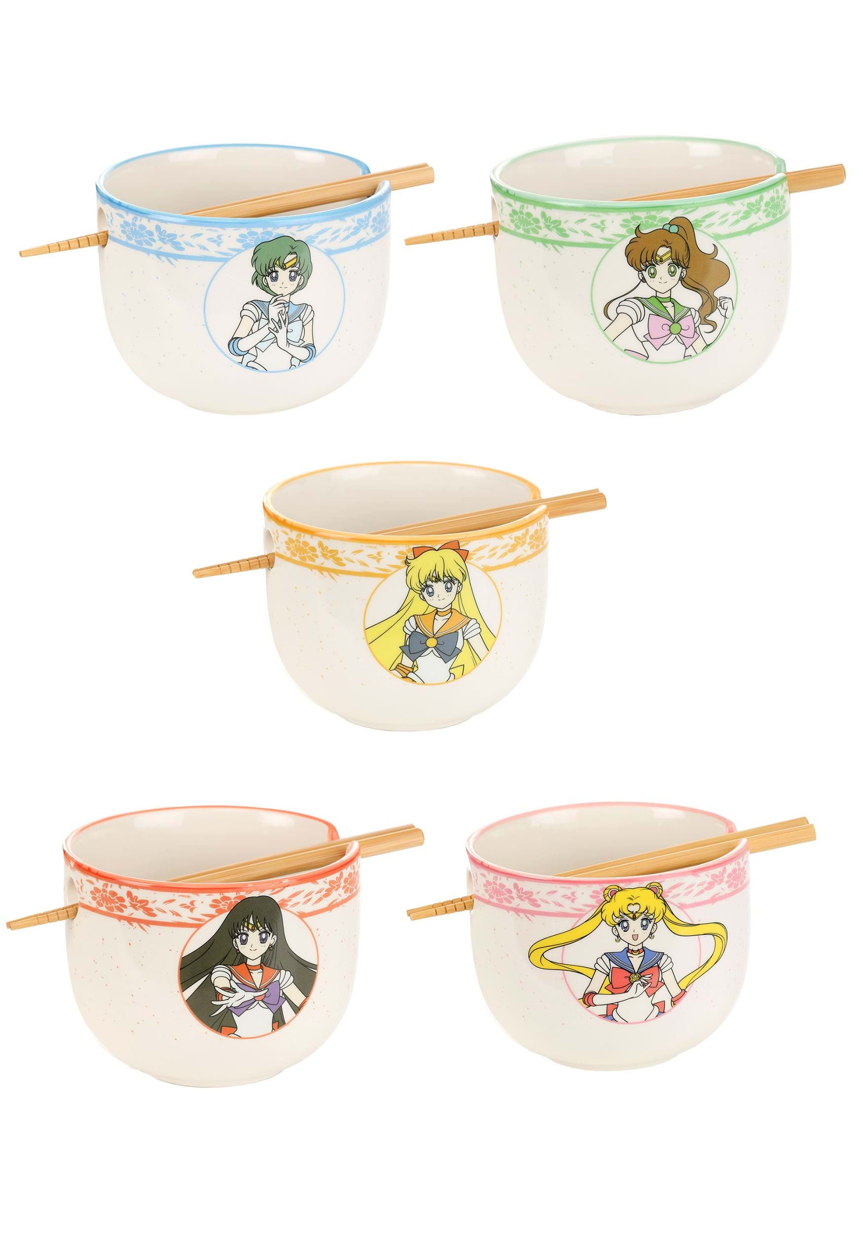 5 Piece Sailor Moon Sailor Senshi Ramen Bowl Set , Anime Ramen Bowls