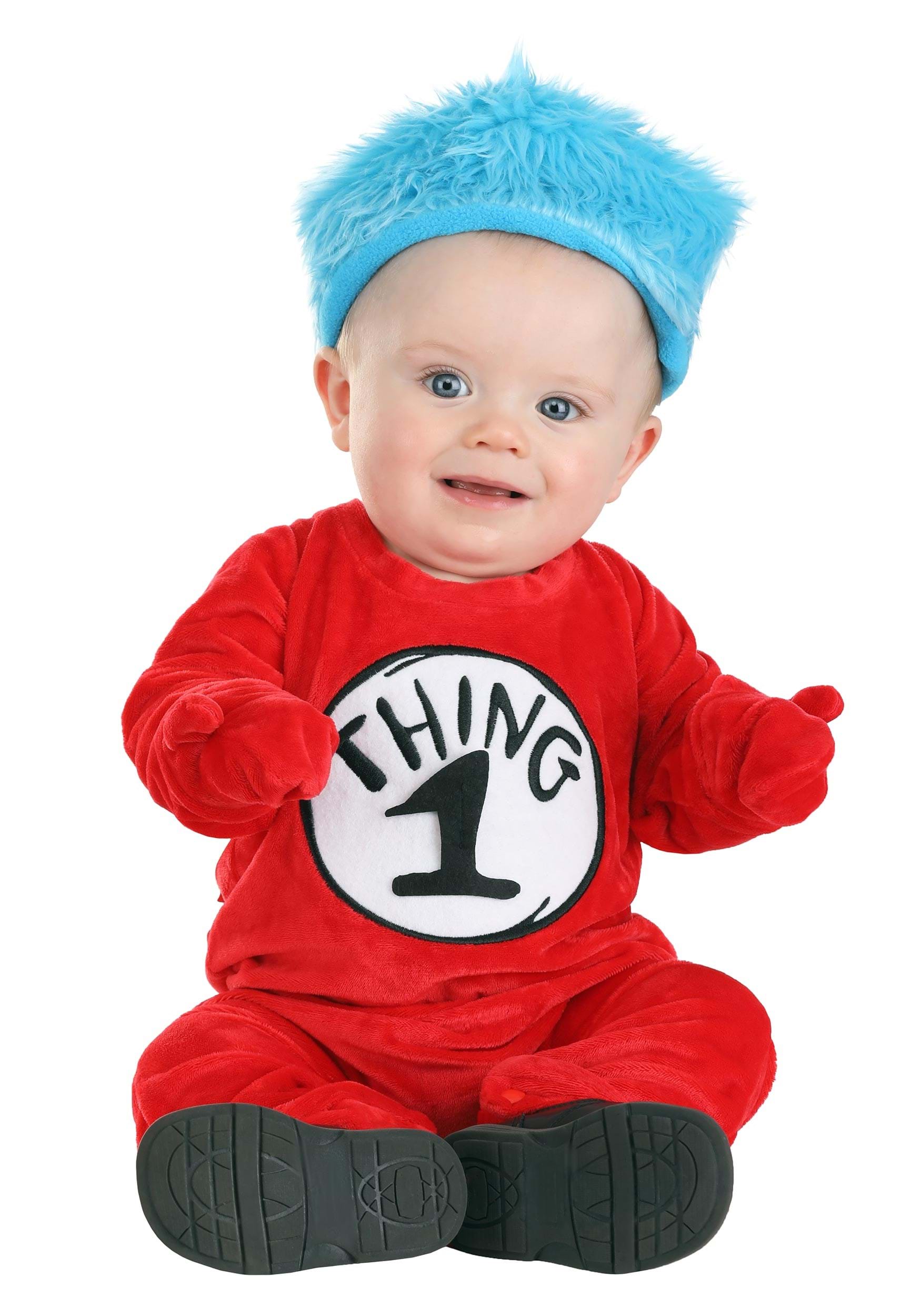 Photos - Fancy Dress A&D FUN Costumes Dr. Seuss Thing 1 & 2 Costume for Infants Red/Blue/Wh 