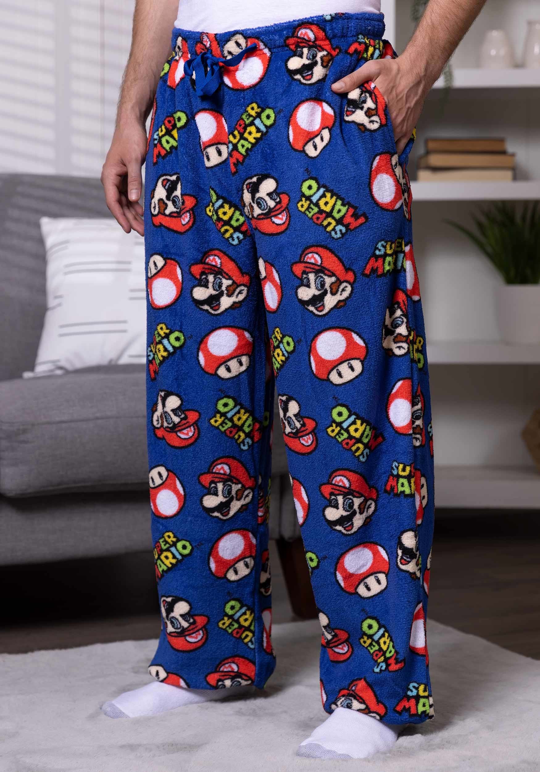 Adult Super Mario Heads and Logo Sleep Pants