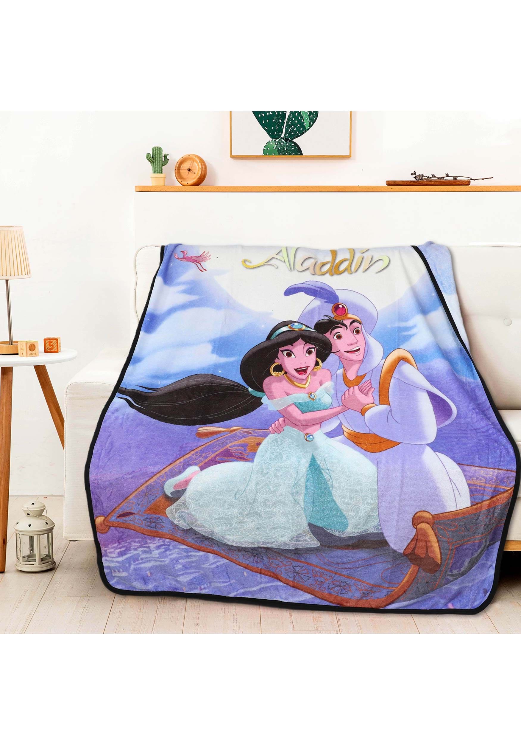Multi Color Disneys Aladdin Bliss Micro Raschel Throw Blanket 46 x 60 