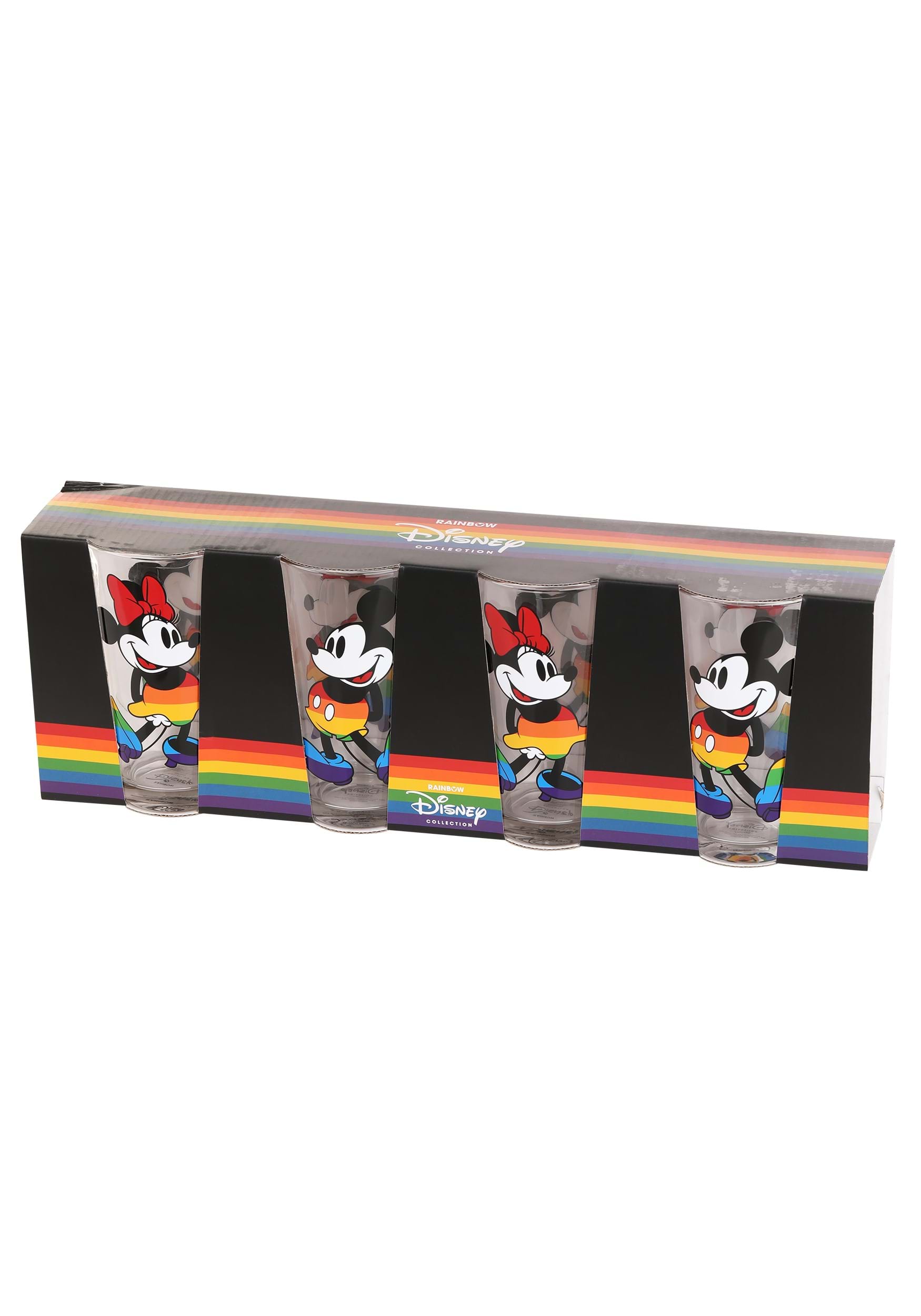 Pack of 4 Disney Mickey & Minnie Rainbow Pint Glass