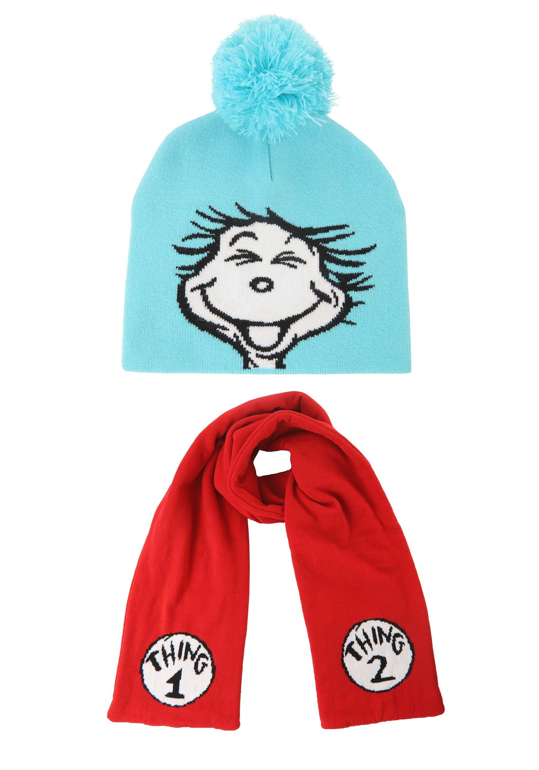 Fun Costumes Dr. Seuss Winter Hat and Scarf Kit, Adult Unisex, Size: One size, Red