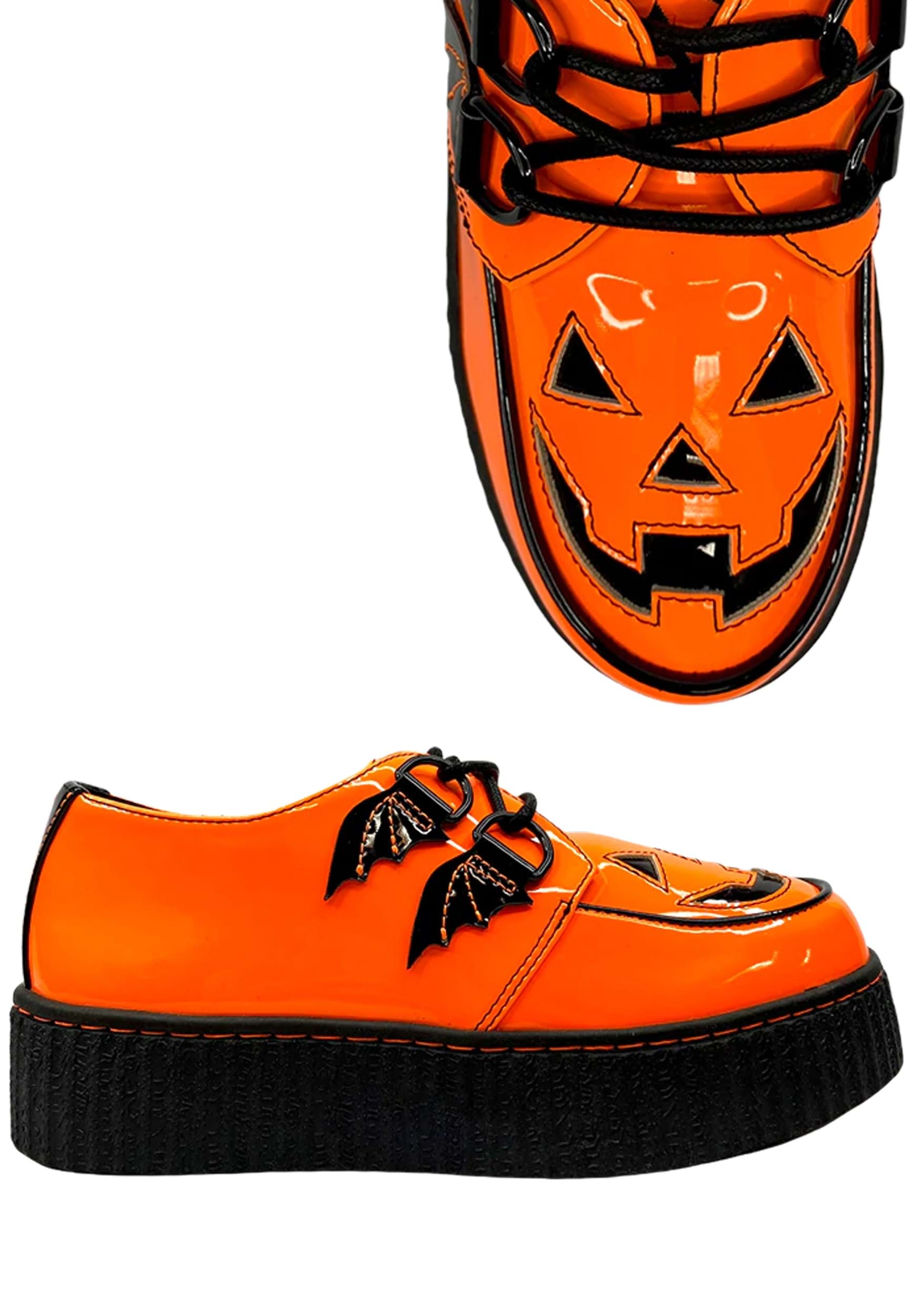 Jack O Lantern Creeper Patent Orange Shoes
