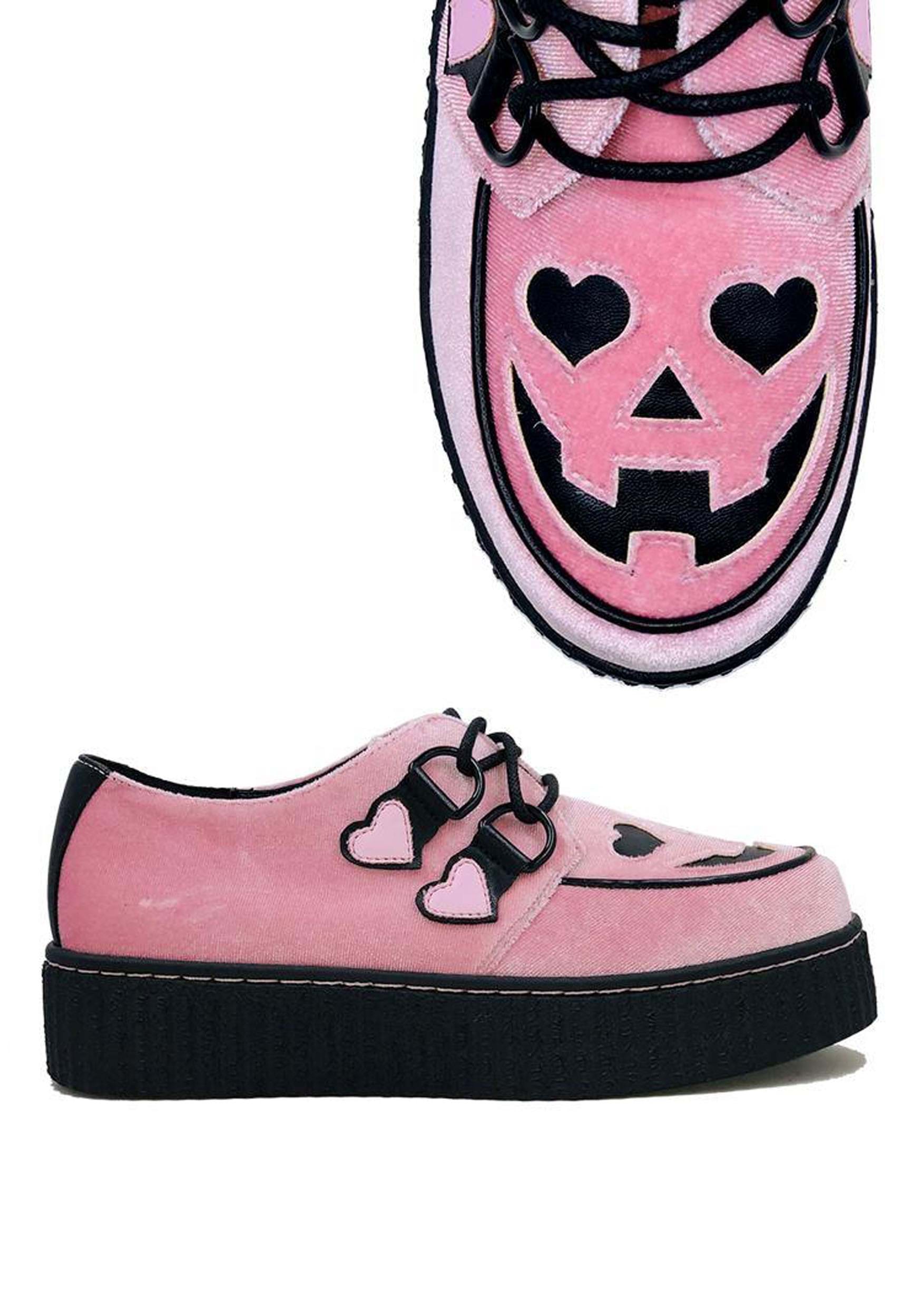Pink Velvet Jack O Heart Creeper Shoe for Women