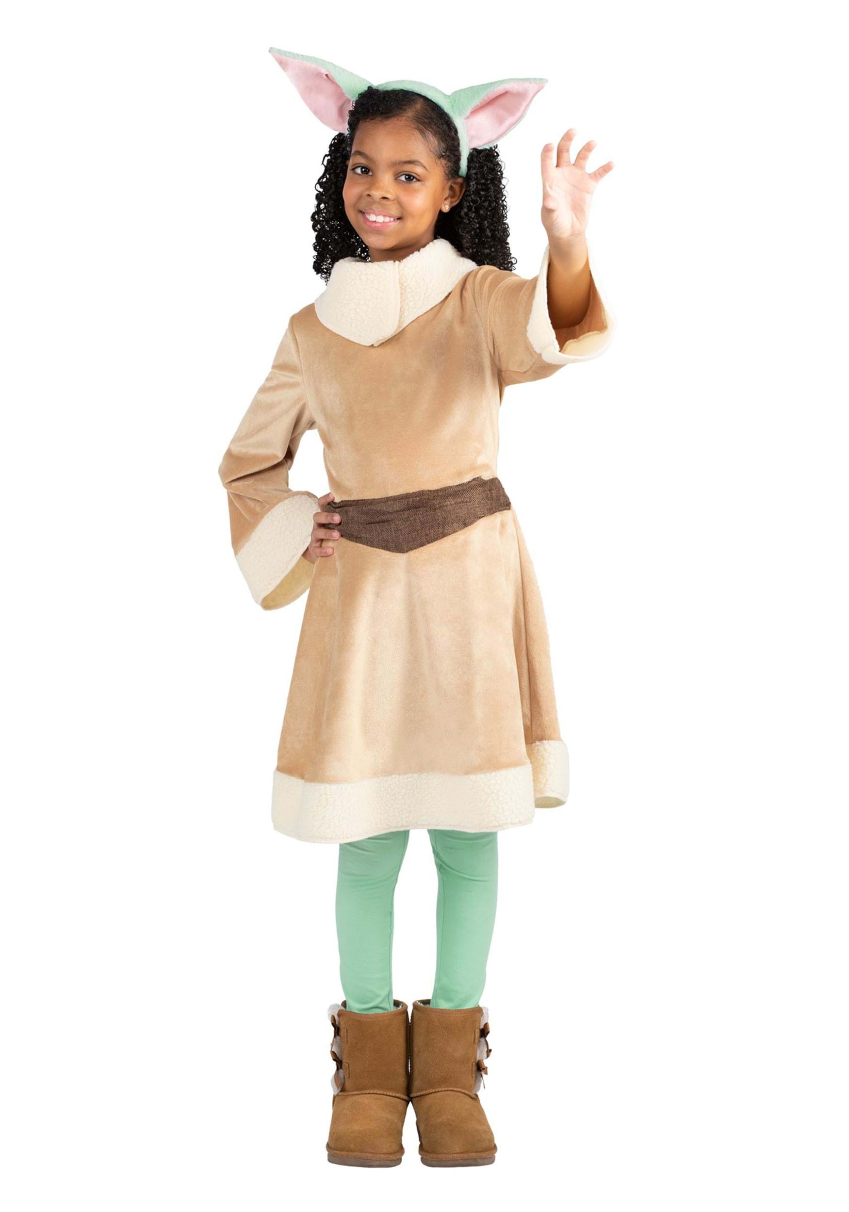 Photos - Fancy Dress Jazwares Child Grogu Costume for Girls | Kid's Star Wars Costumes Brown 