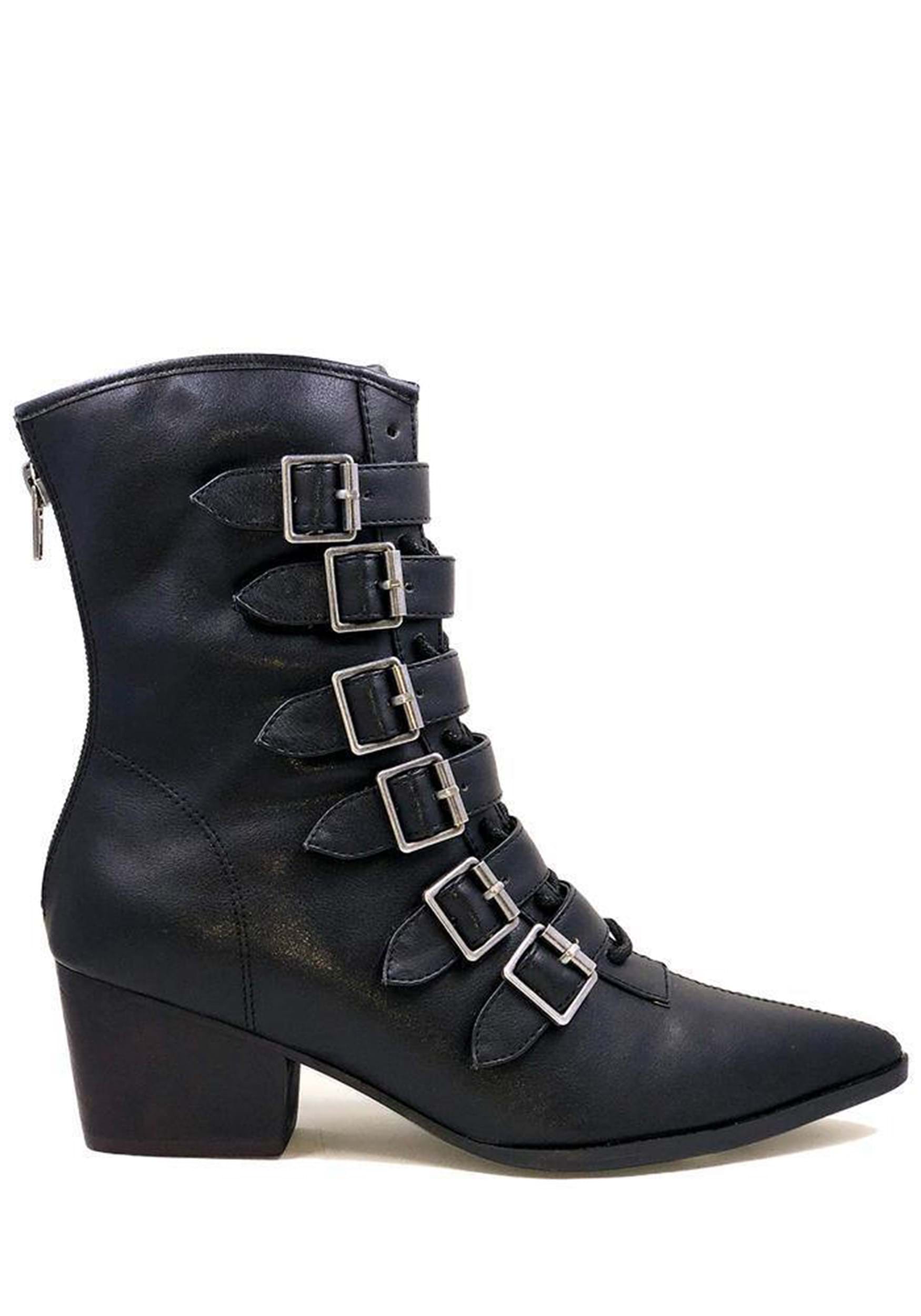 Black Buckle Boots for Women