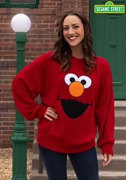 Adult Fuzzy Elmo Oversized Sweater