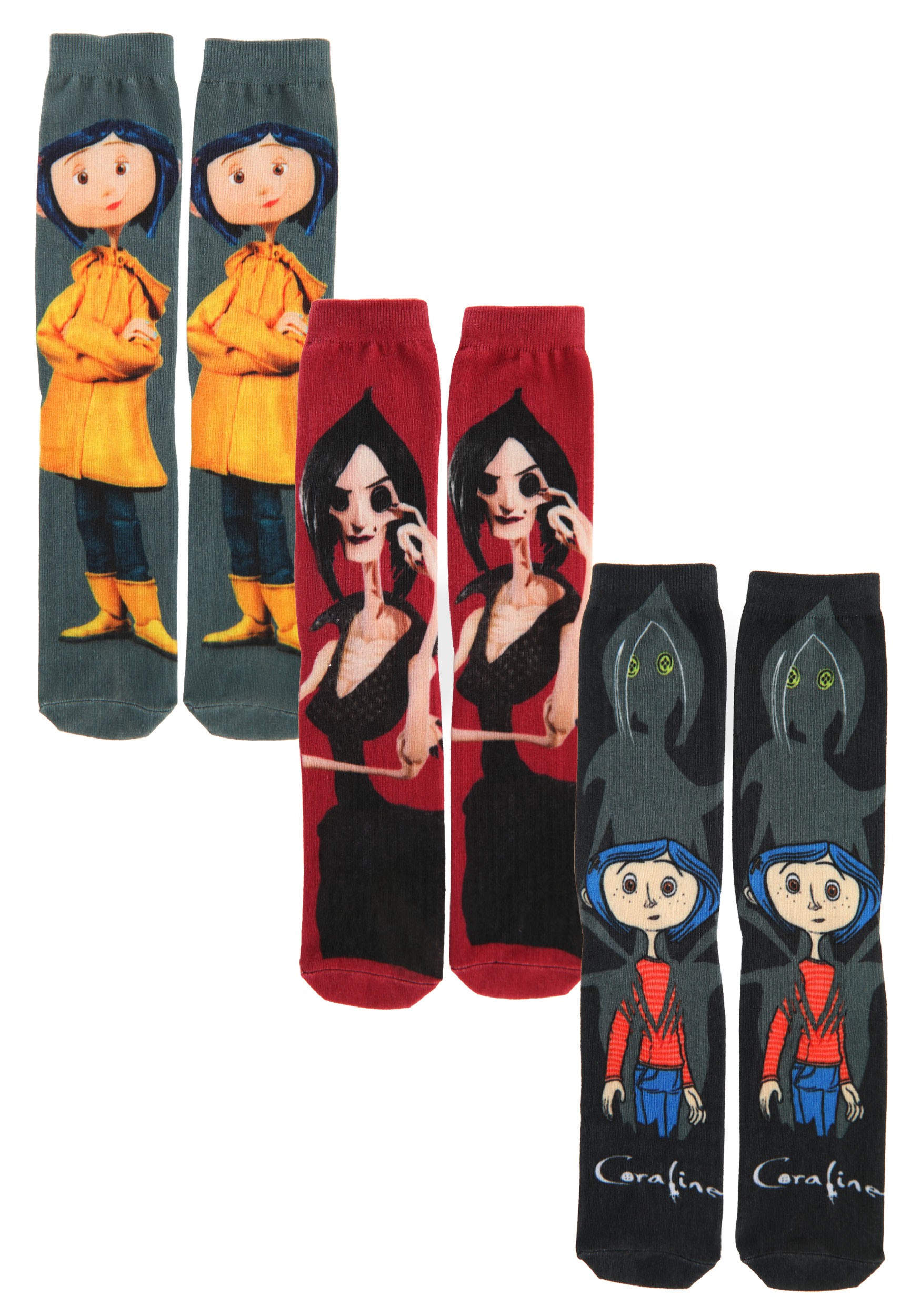Adult 3-Pack Coraline Crew Socks | Movie Accessories