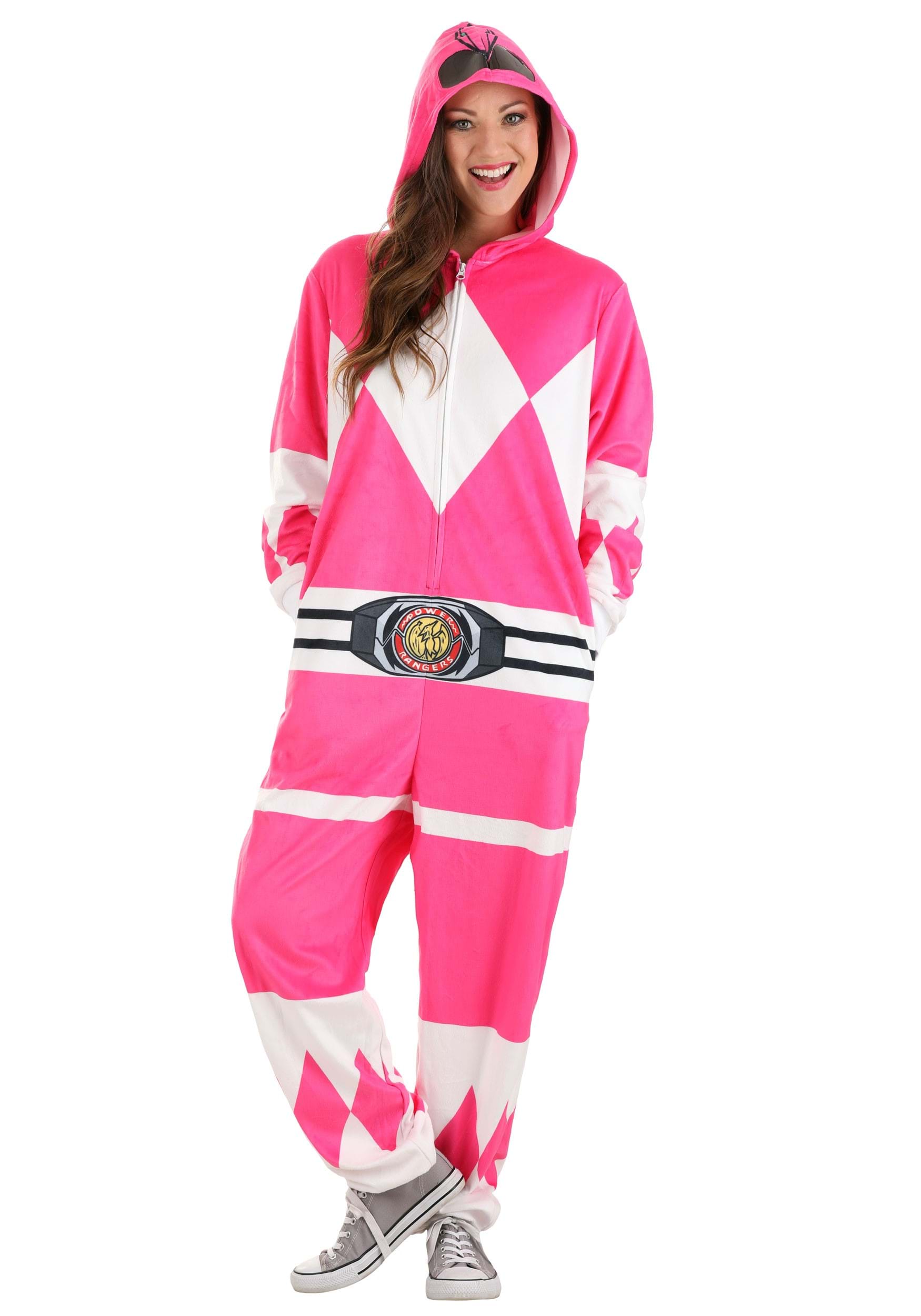 Power Rangers Pink Ranger Hooded Union Suit for Adults
