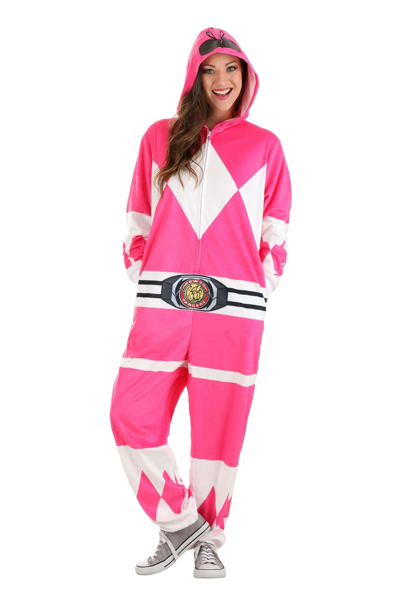 Power Rangers Pink Ranger Hooded Union Suit for Adults