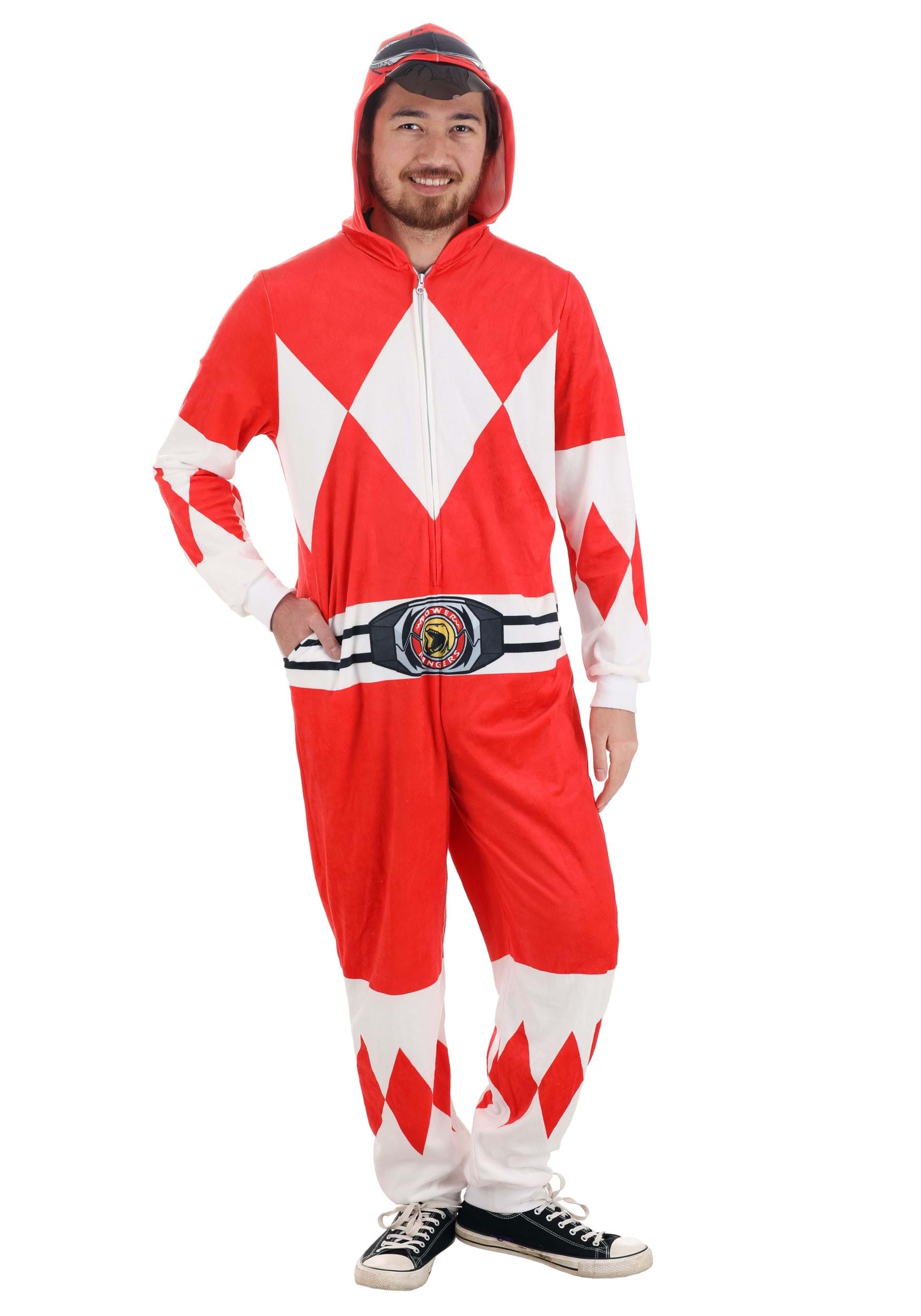 Power Rangers Adult Red Ranger Hooded Union Suit Costume