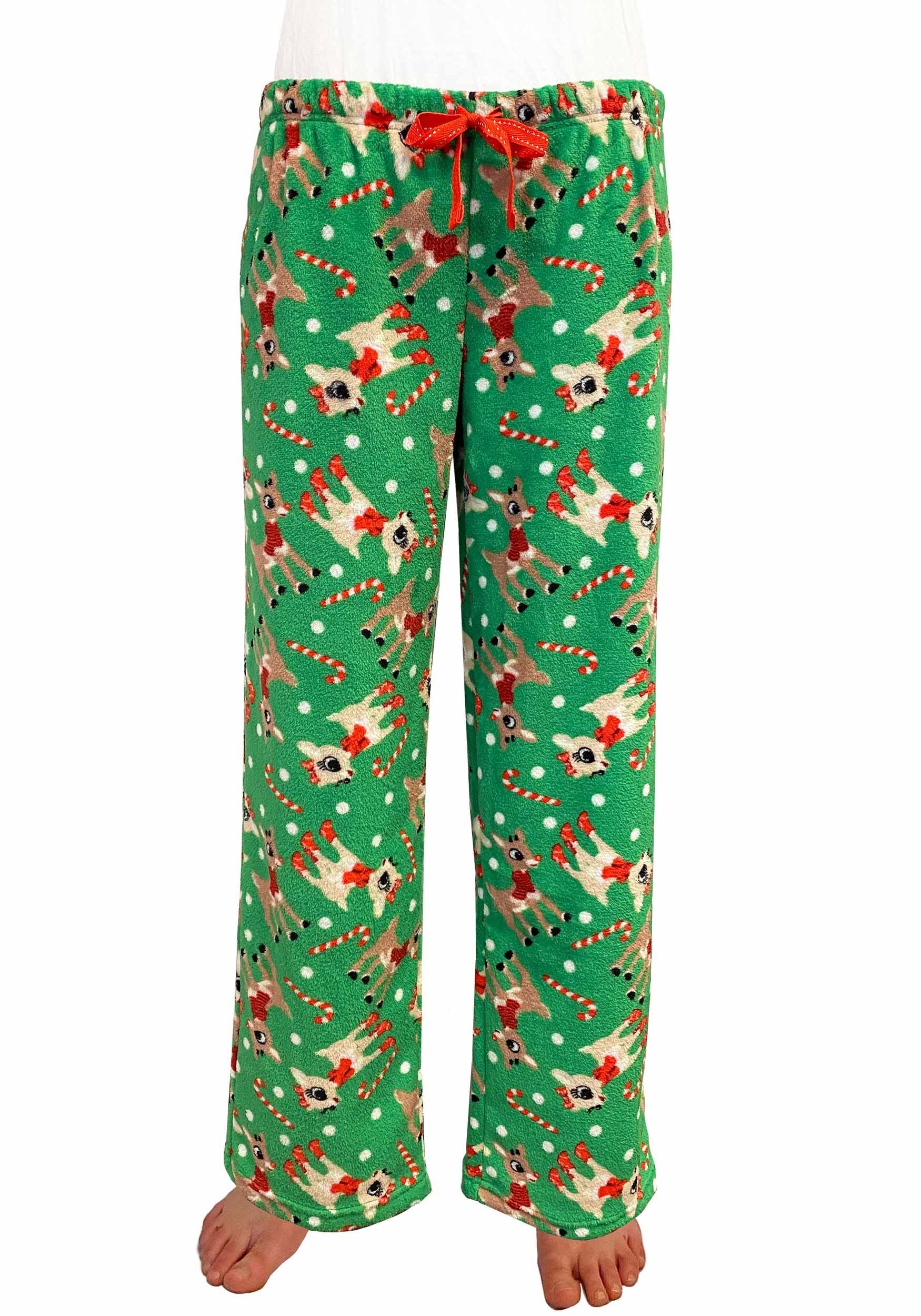 Adult Rudolph & Clarice Cane Toss Plush Pajama Pants