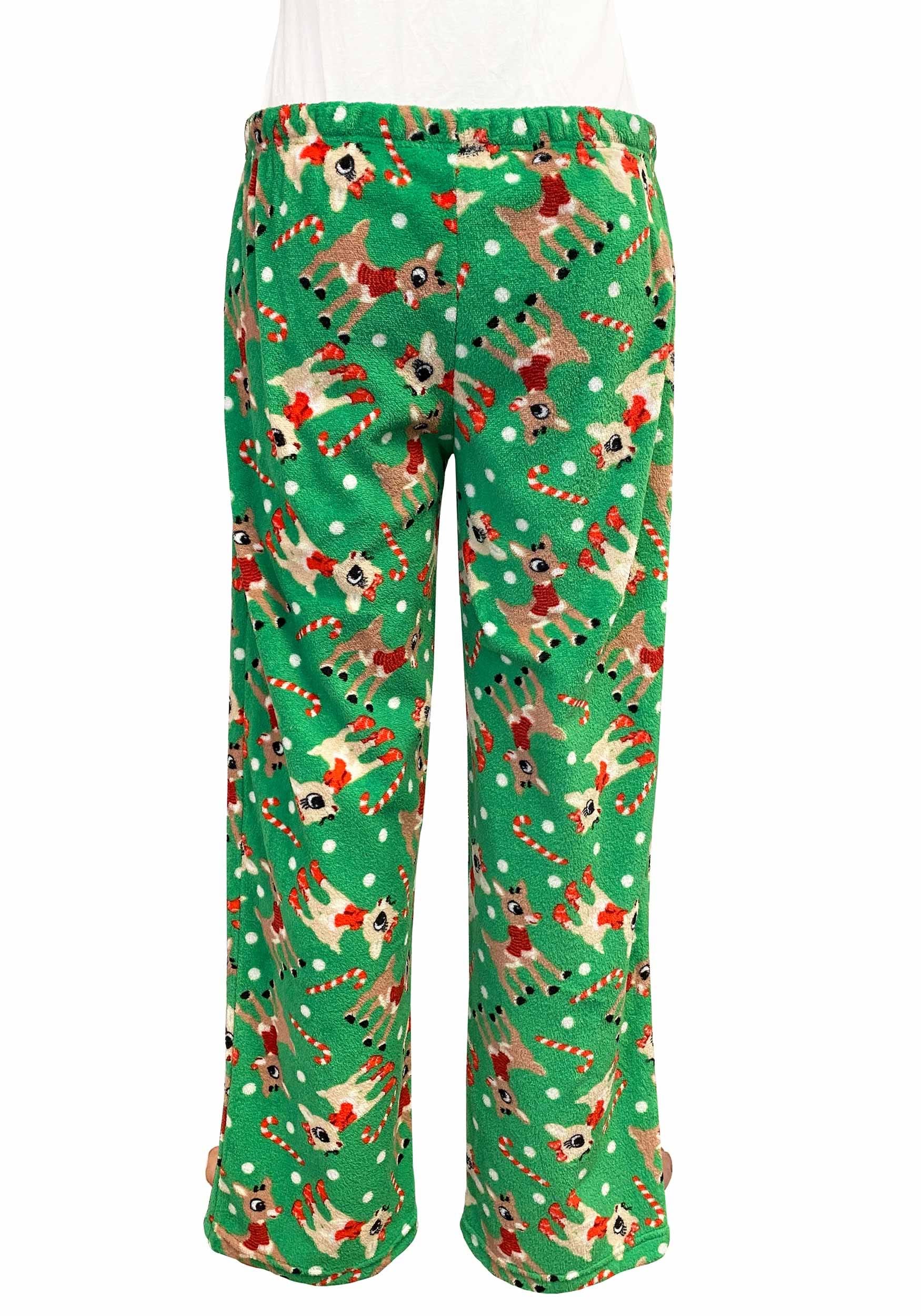 Adult Rudolph & Clarice Cane Toss Plush Pajama Pants