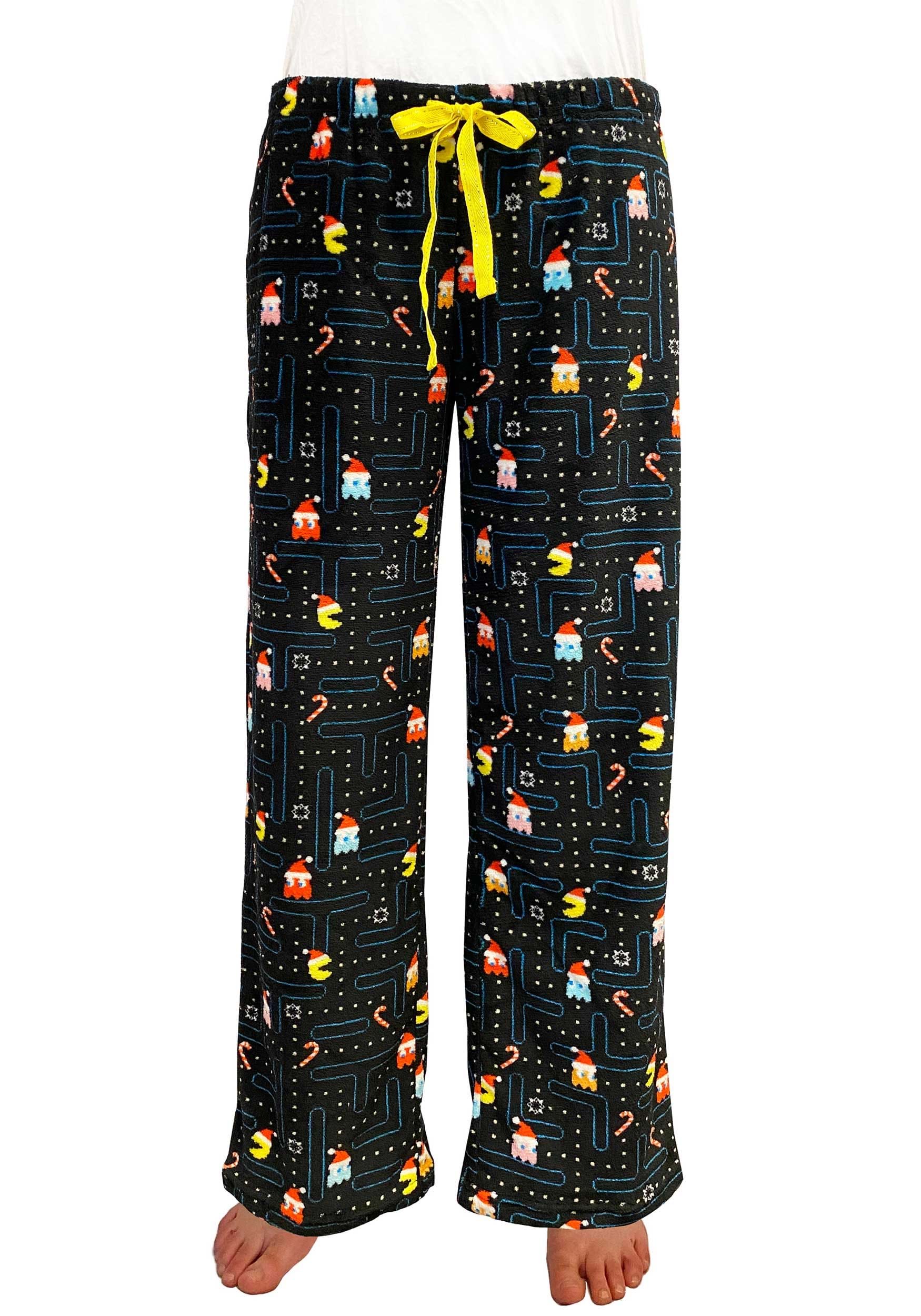 Pac-Man Holiday Maze Toss Plush Sleep Pants for Adults