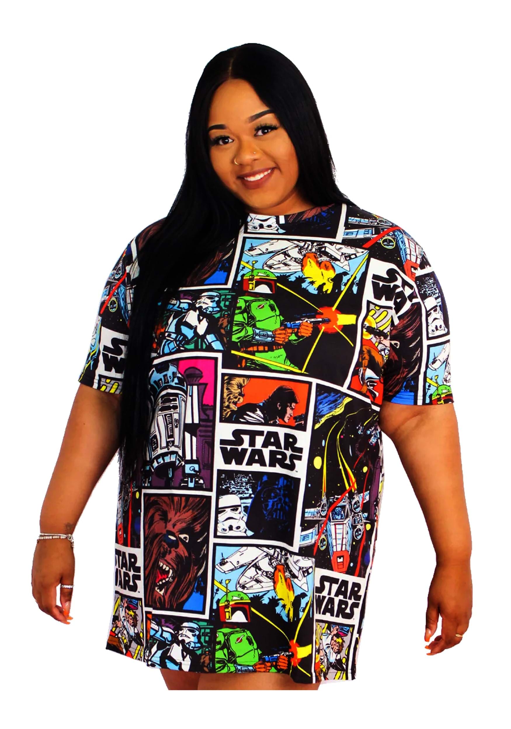 Pebish Extremisten Poort Cakeworthy Oversized Comic Star Wars T-Shirt Dress for Women