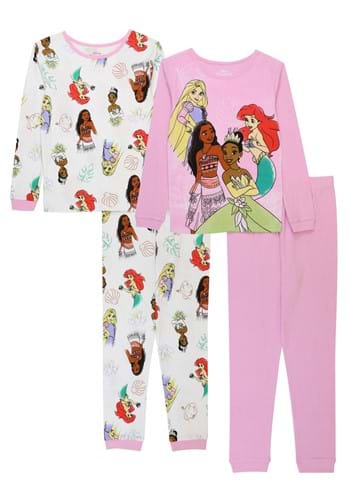 Girls 4 Piece Disney Princess Sketch Pajama Set