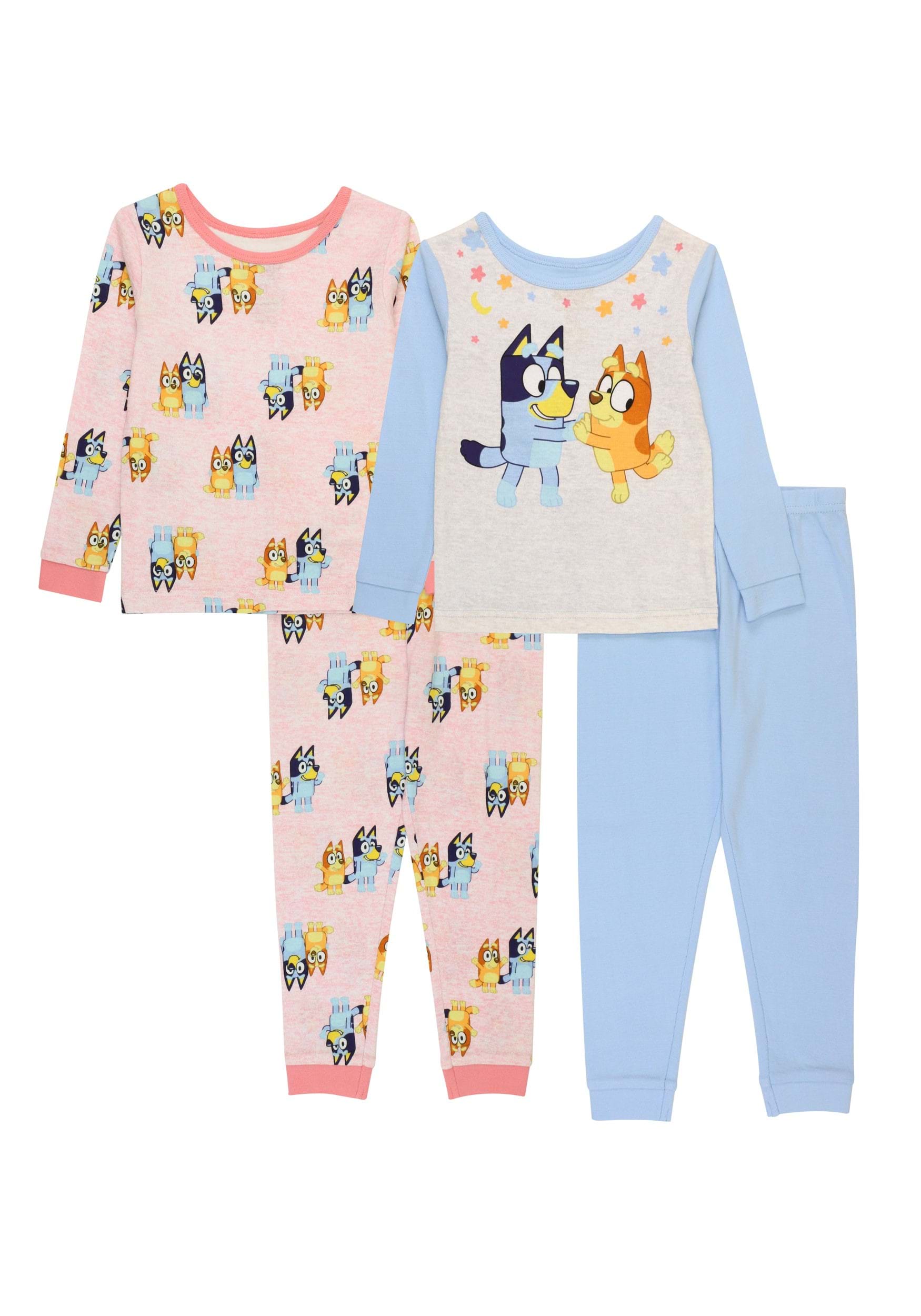 4 Piece Bluey and Bingo Girls Toddler Sleep Set | Bluey PJs
