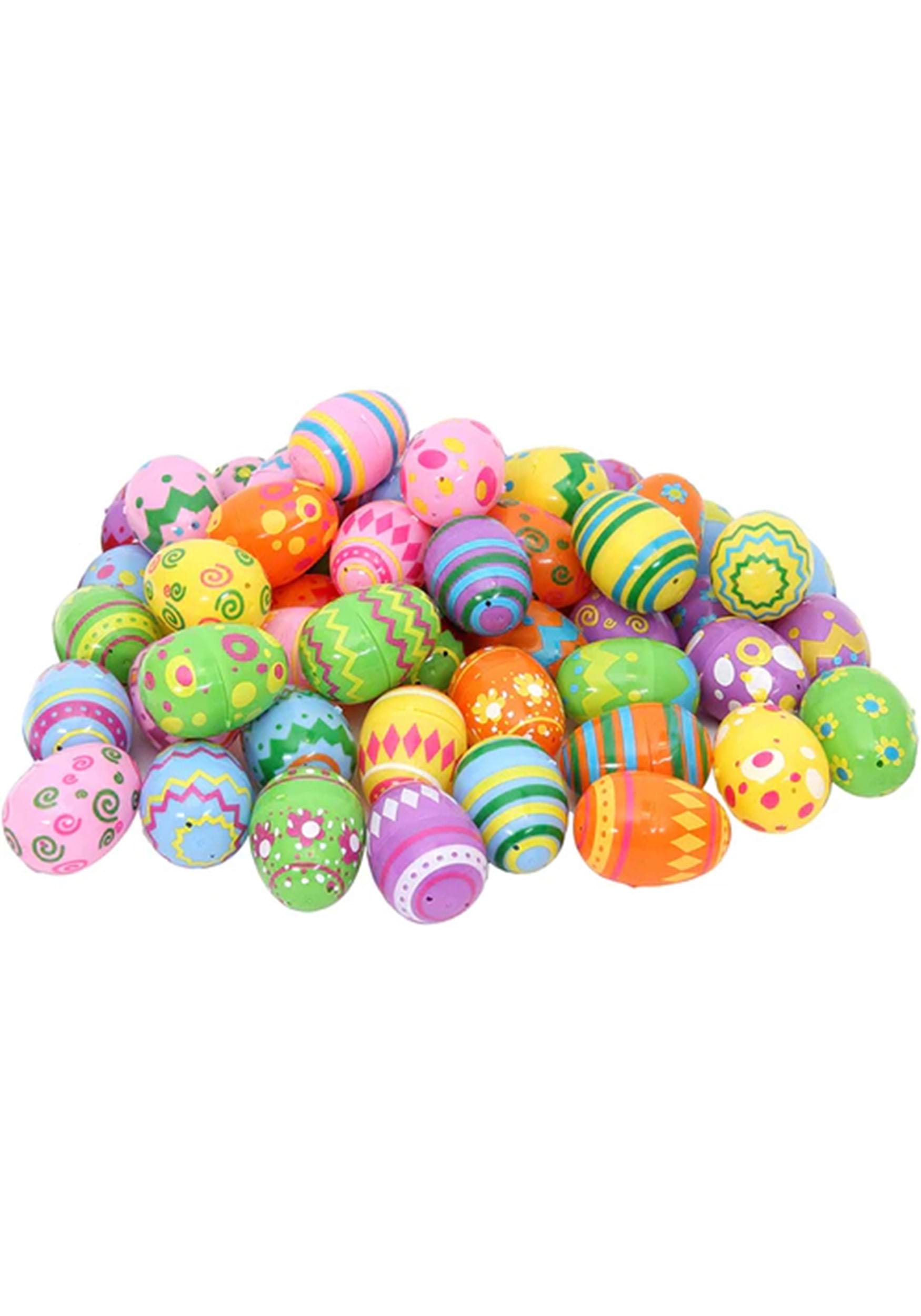 100 Piece Printed Plastic Egg Shells , Easter Egg Hunt Accessories