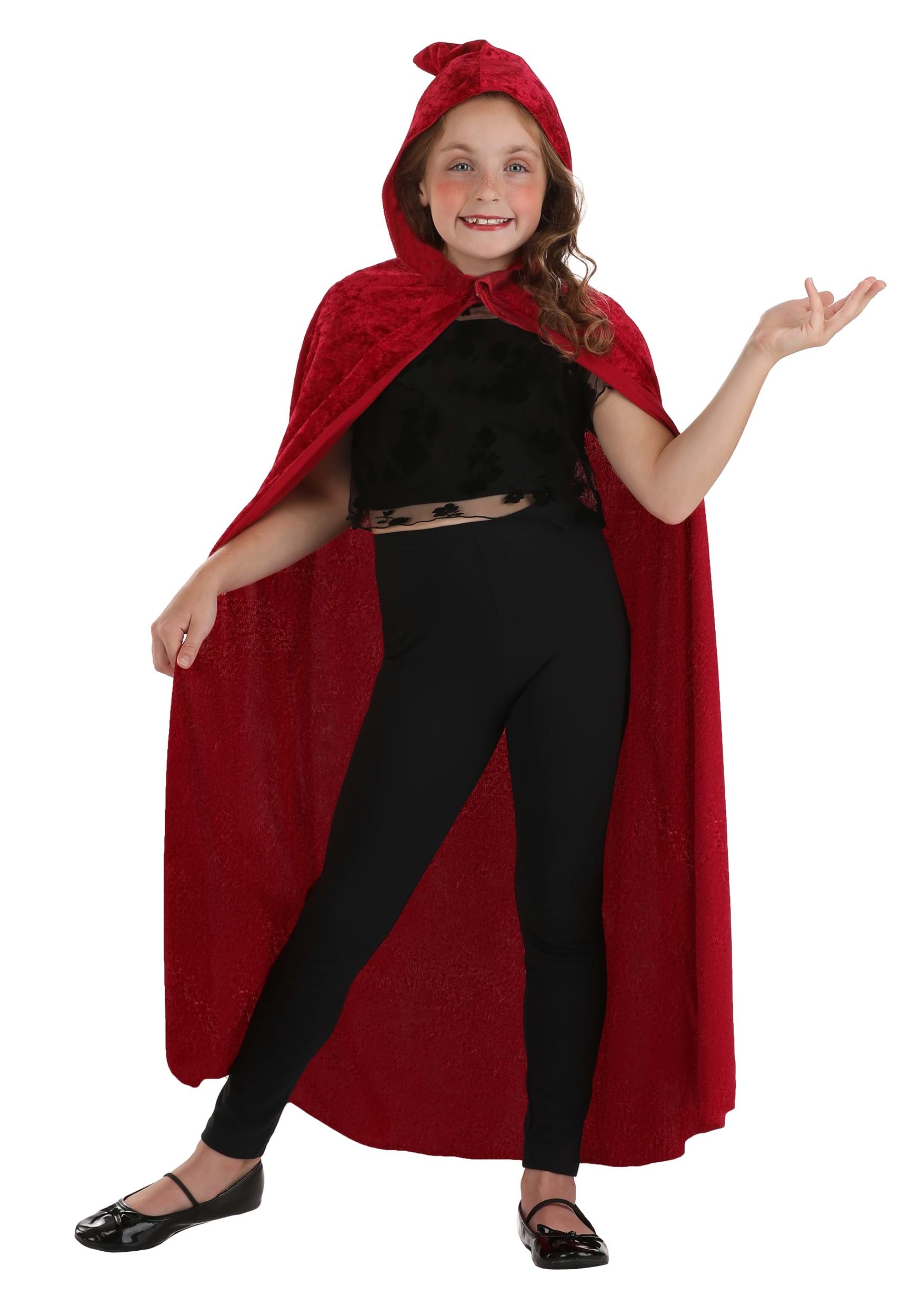 Kids Red Velvet Hooded Cape | Costume Accessories