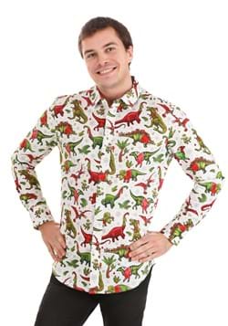 Holiday Dinosaurs Button-Up Shirt