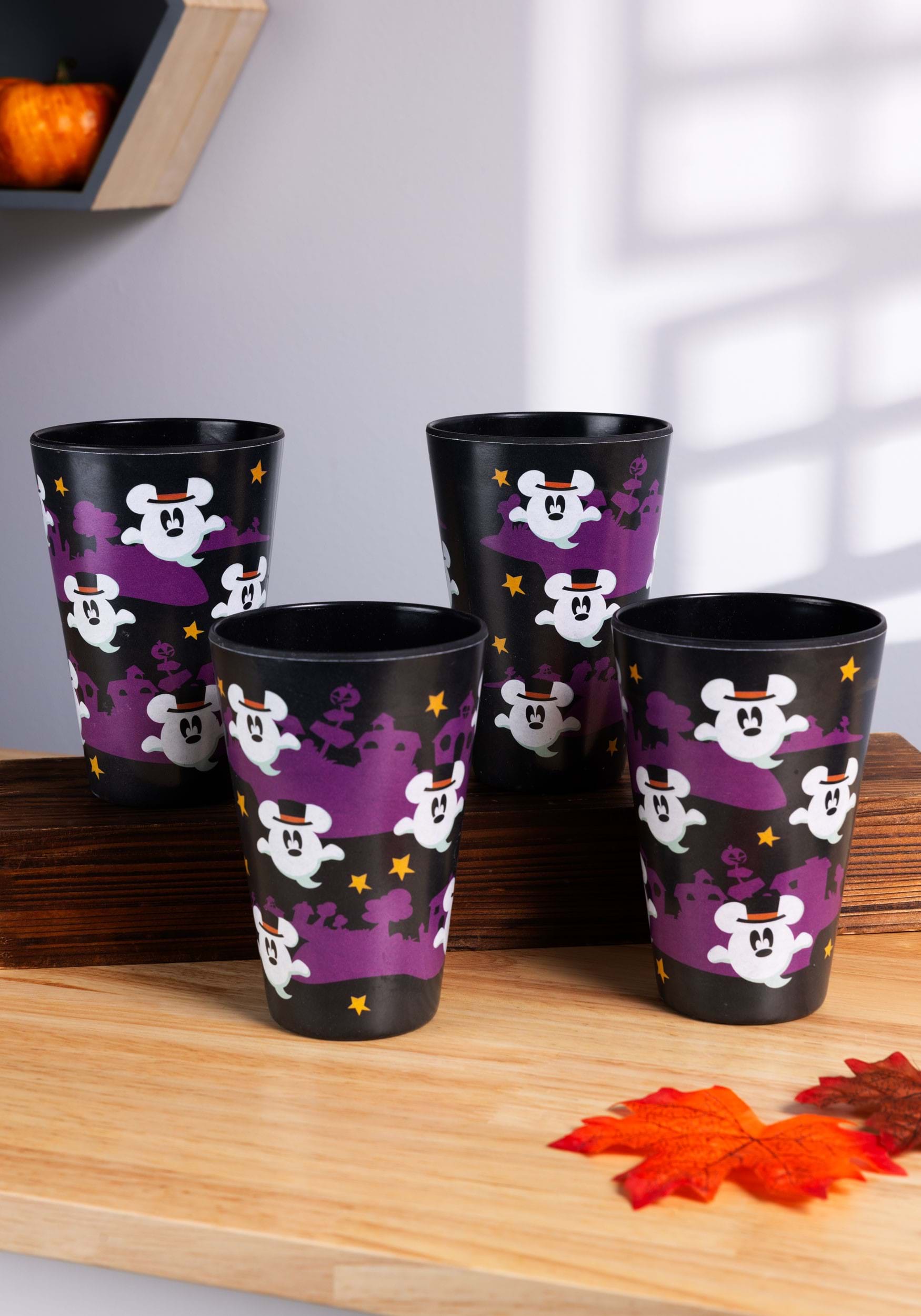 Disney Mickey Ghost Black Bamboo Tumblers Set of 4